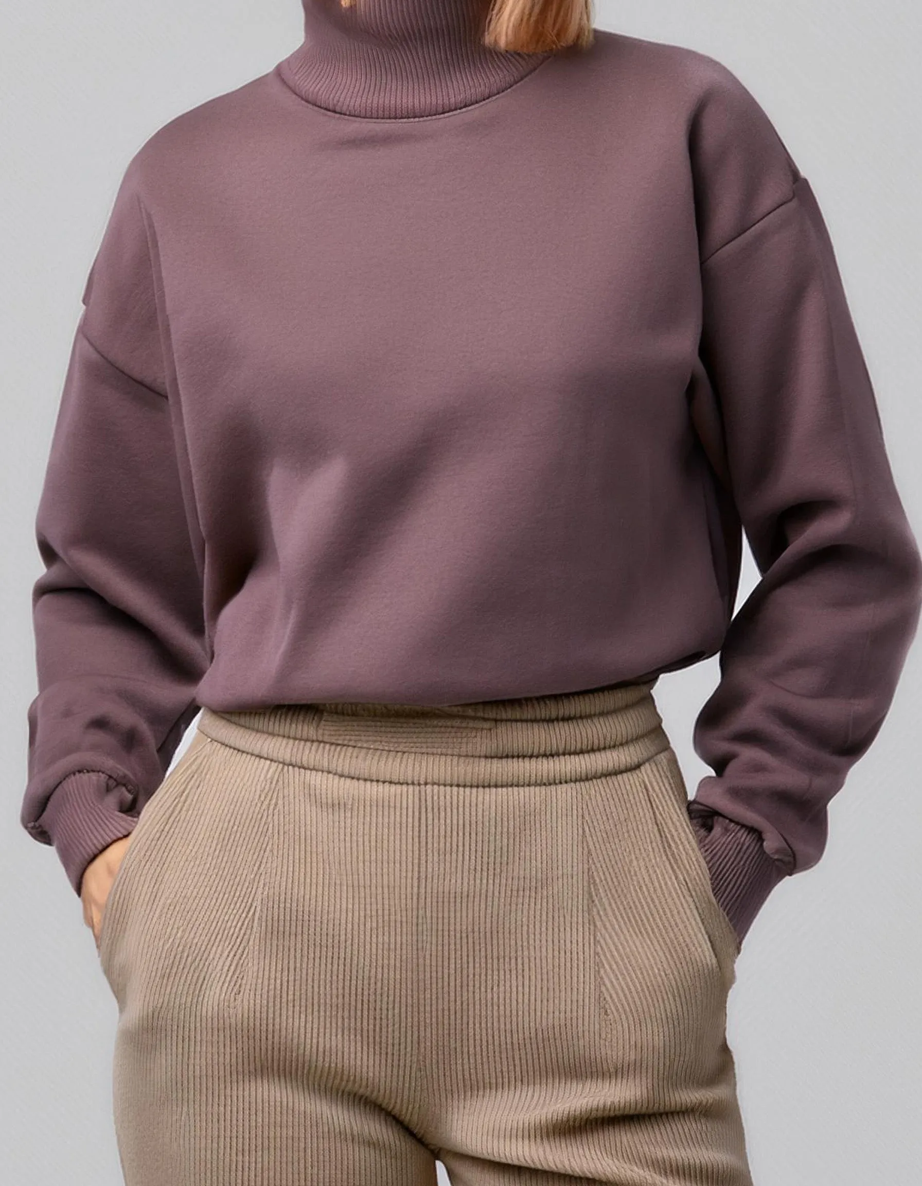 Lilac Ribbed Knit Turtleneck Sweater