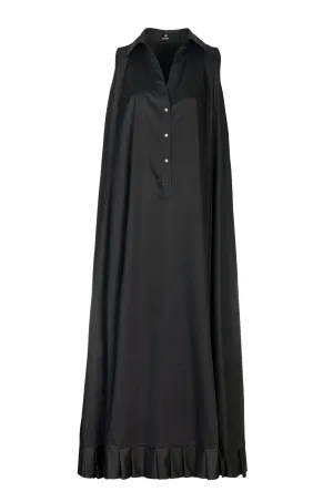 Long Wide Black Dress with Pleats