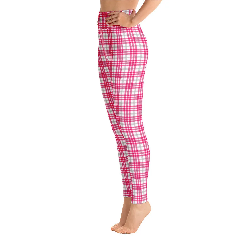 M Kemp Pink Plaid Yoga Leggings