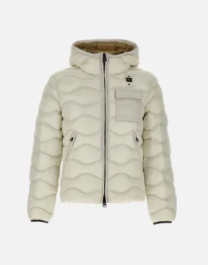 Men's White Down Jacket with Hood