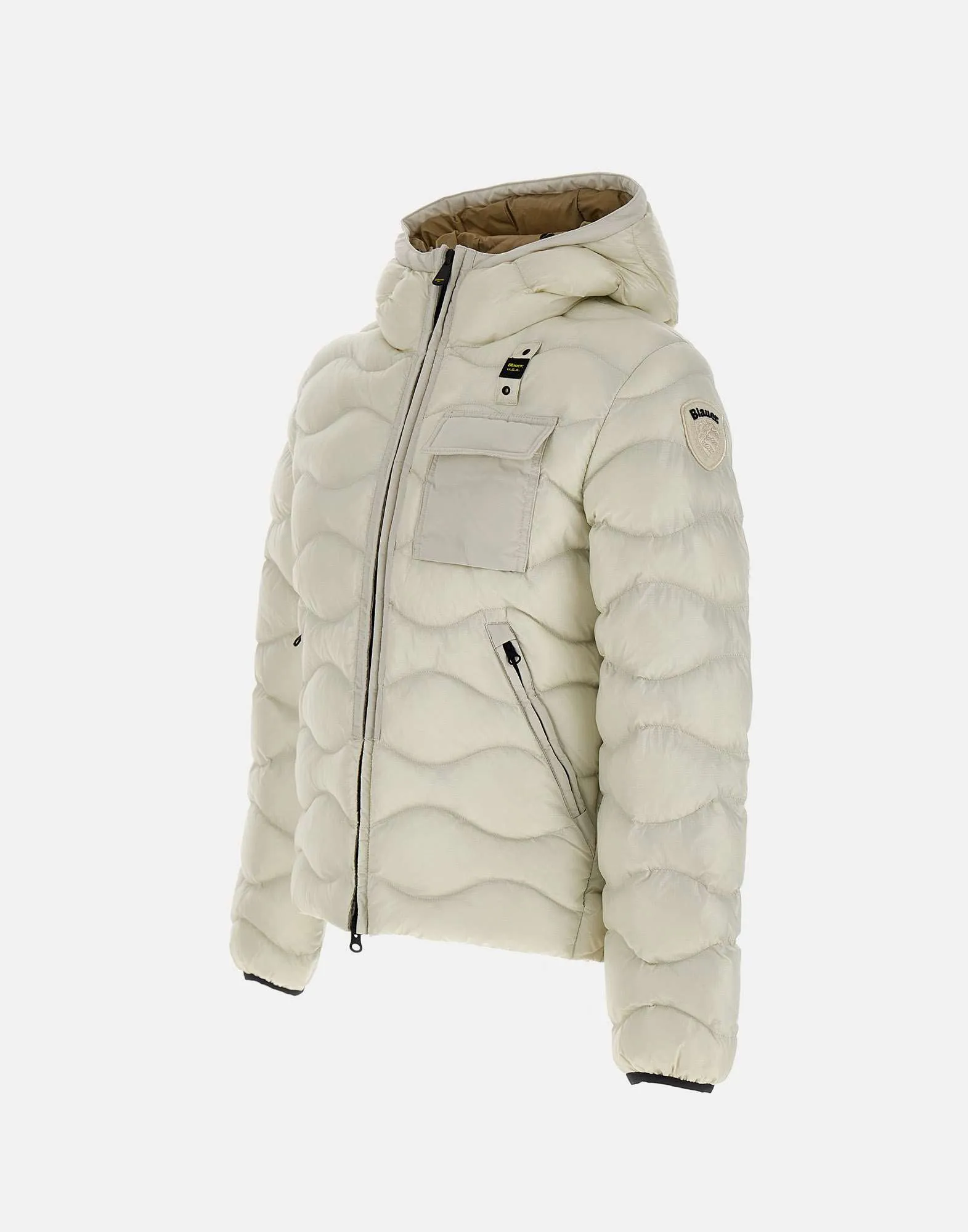 Men's White Down Jacket with Hood