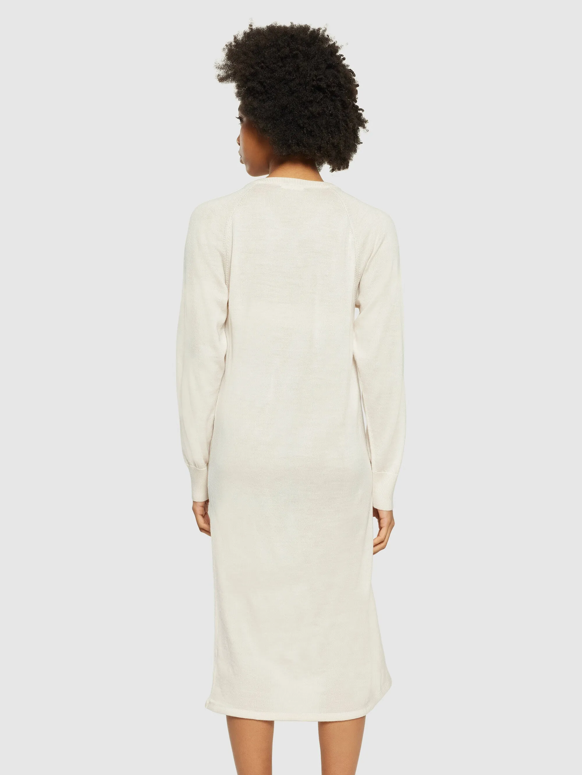 Merino mid length v-neck dress - RWS - Kelp