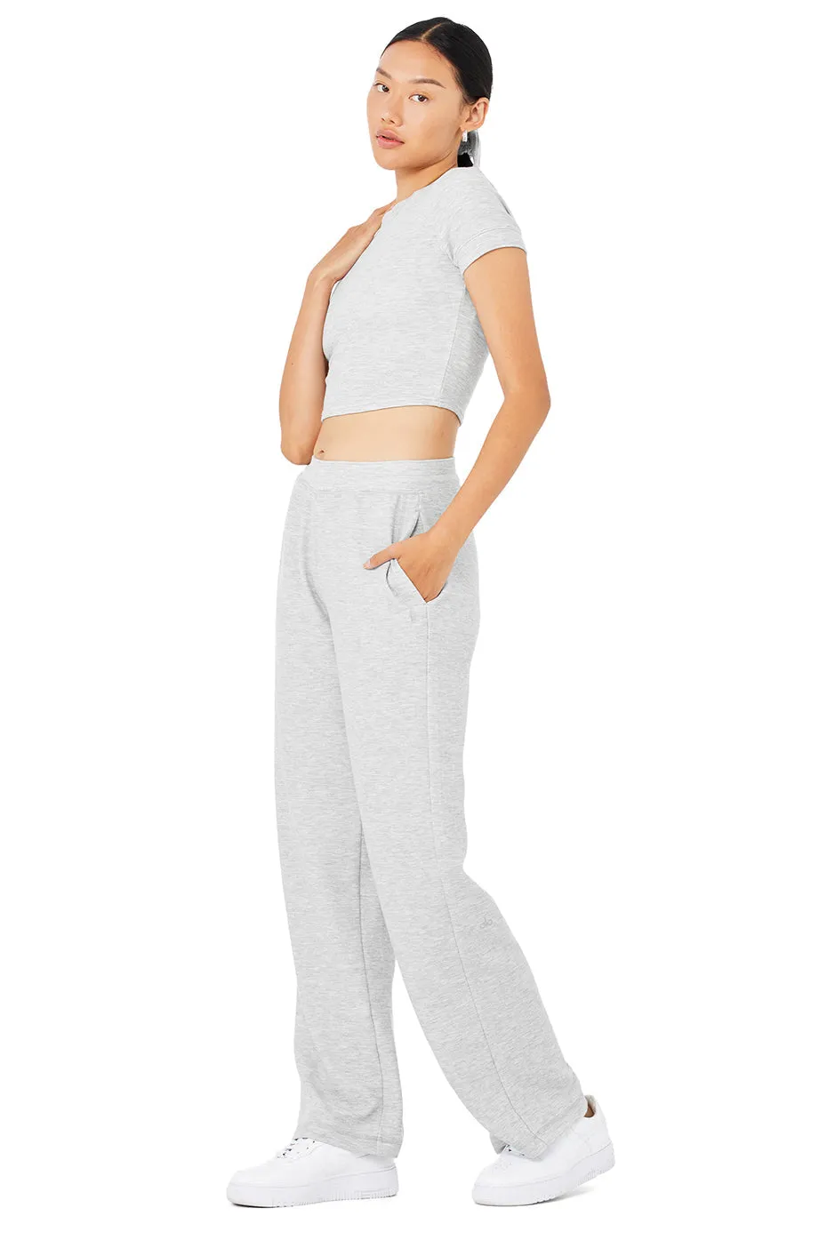 Micro Waffle Sierra Short Sleeve Top & Micro Waffle High-Waist Pleasant Wide Leg Pant Set