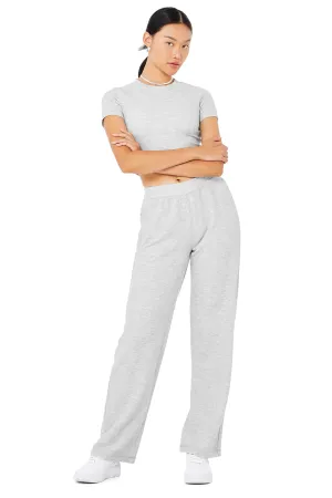 Micro Waffle Sierra Short Sleeve Top & Micro Waffle High-Waist Pleasant Wide Leg Pant Set