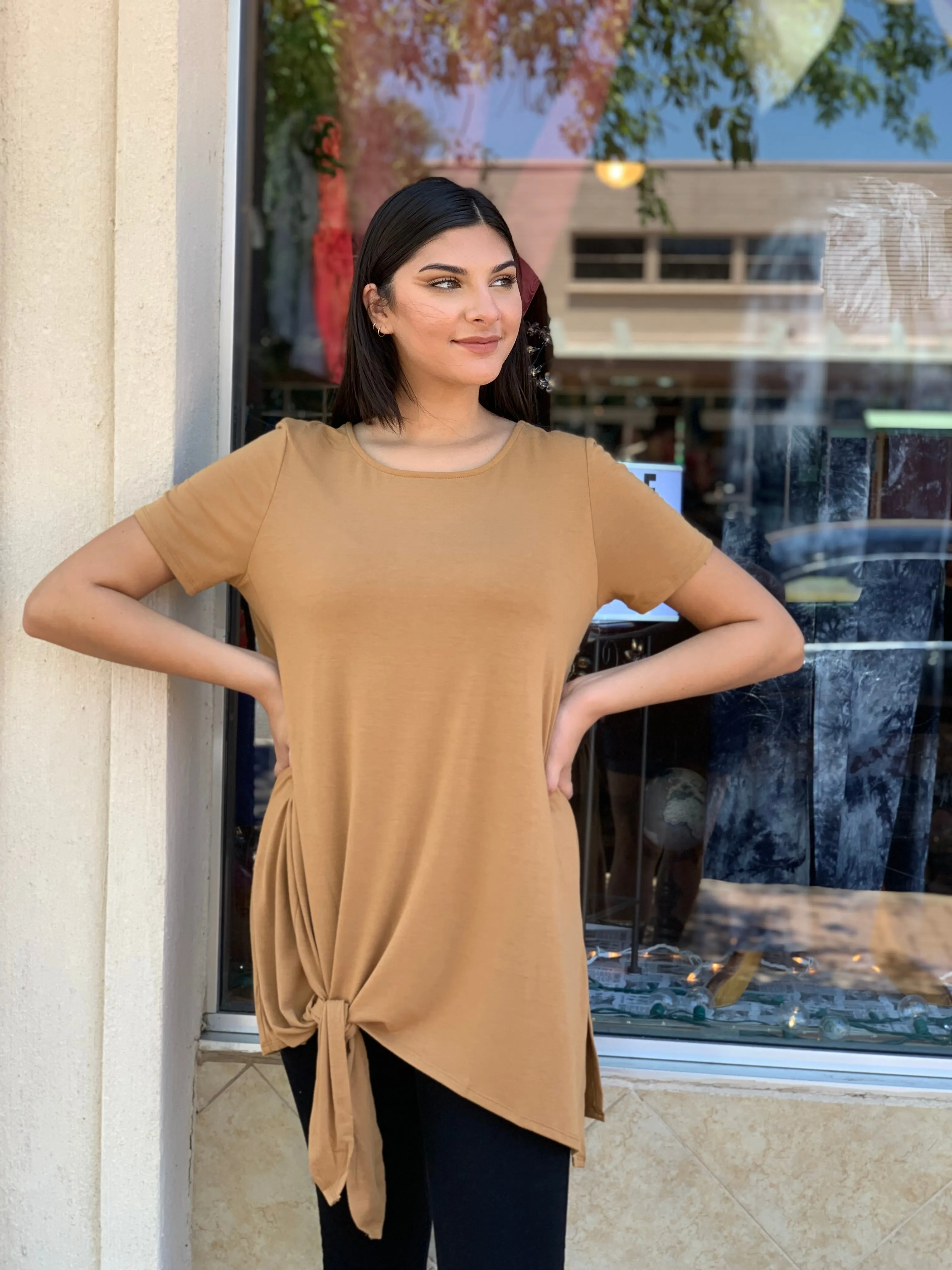 Mocha Plus Relax Fit Short Sleeve Top