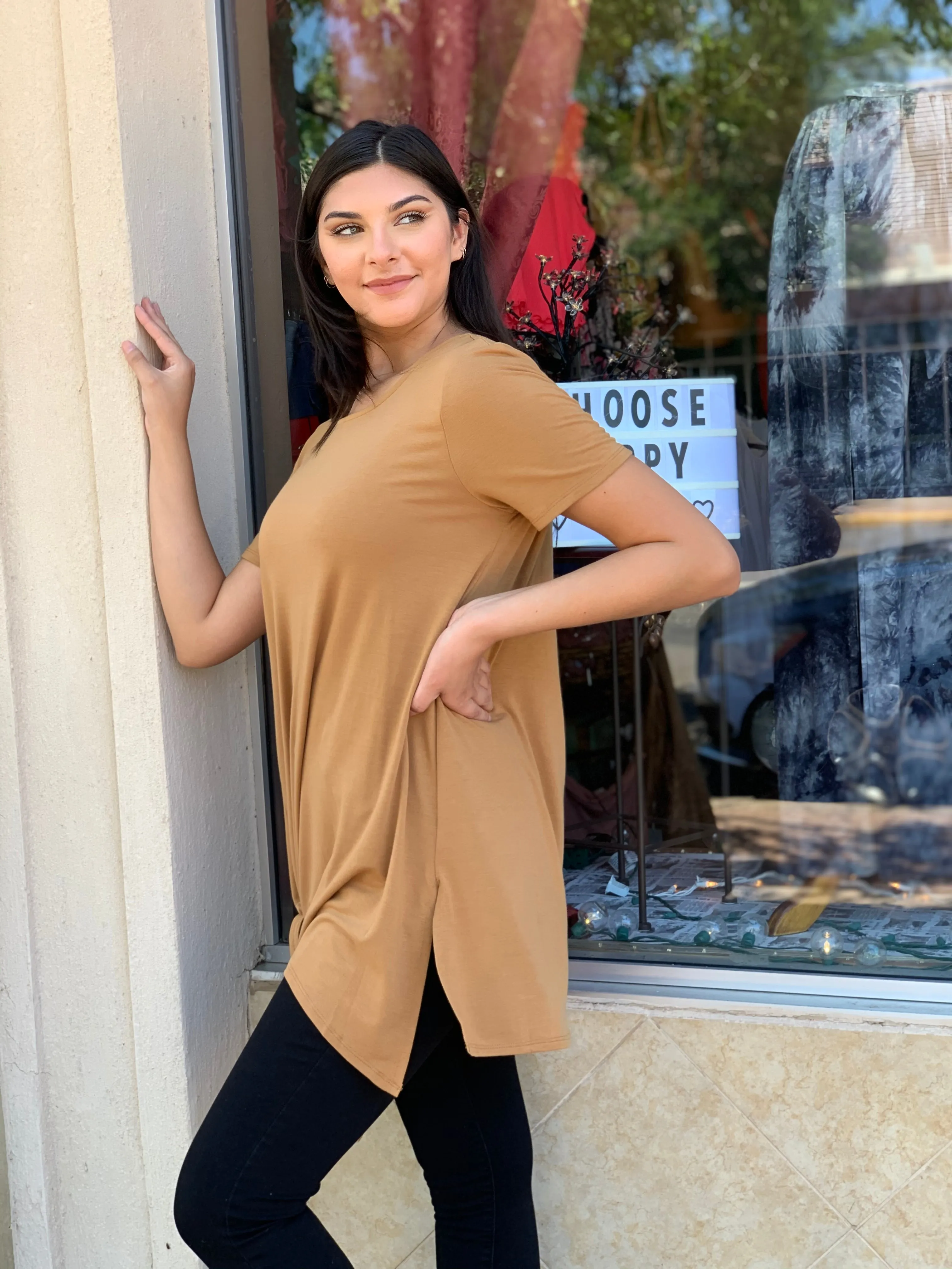 Mocha Plus Relax Fit Short Sleeve Top