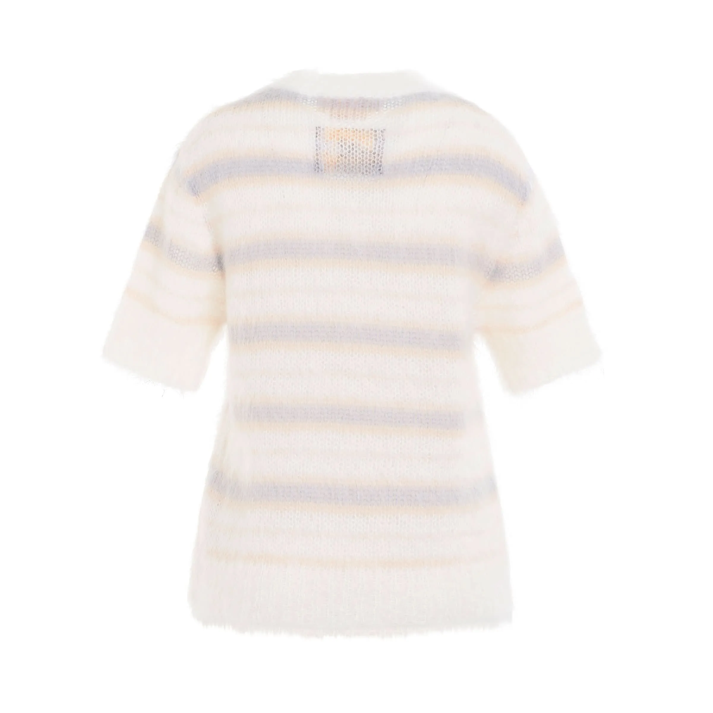 Mohair & Wool Striped Sweater in Natural White