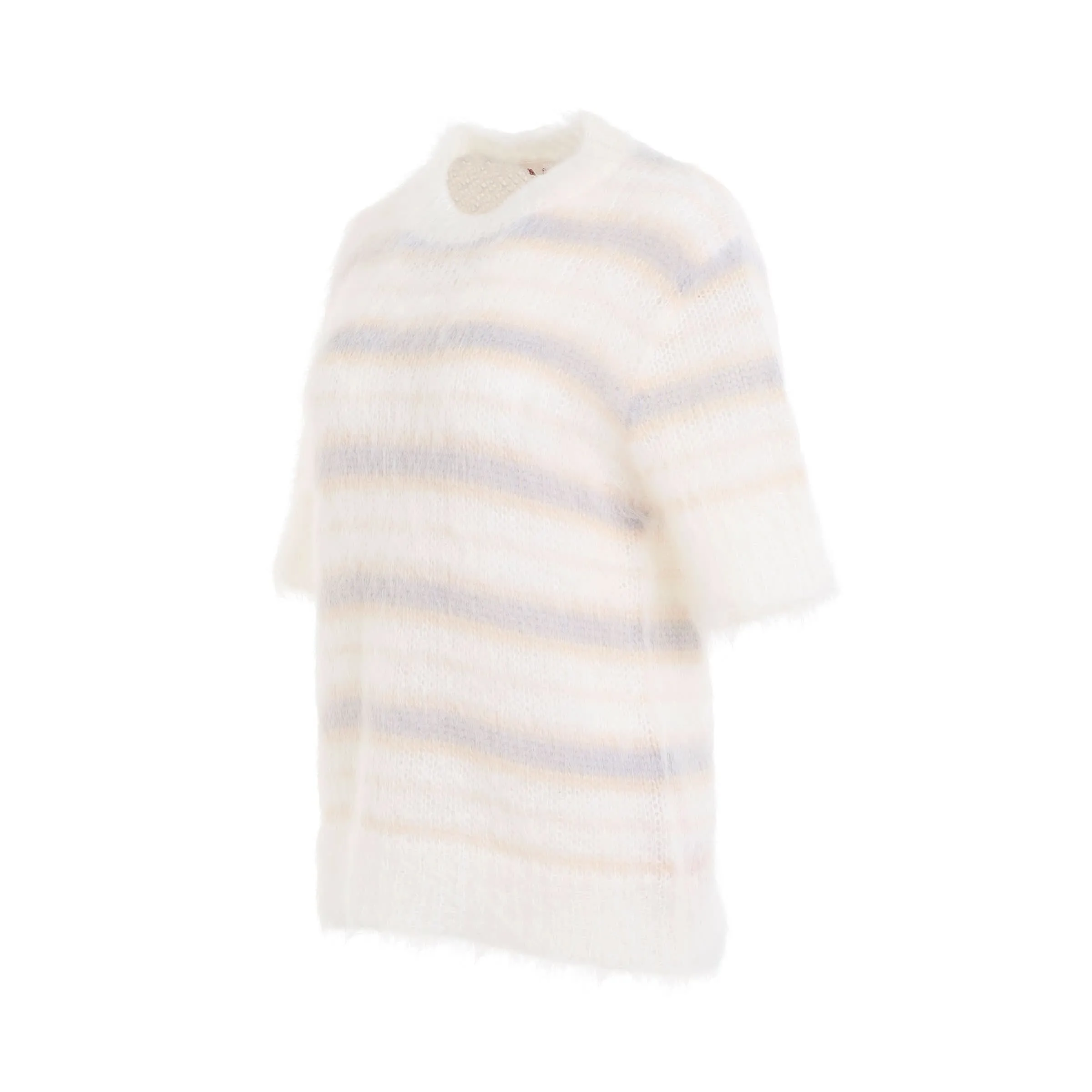 Mohair & Wool Striped Sweater in Natural White