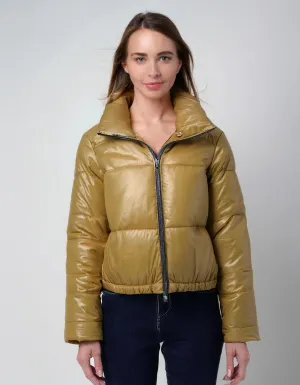 Mustard Yellow Cropped Puffer Jacket