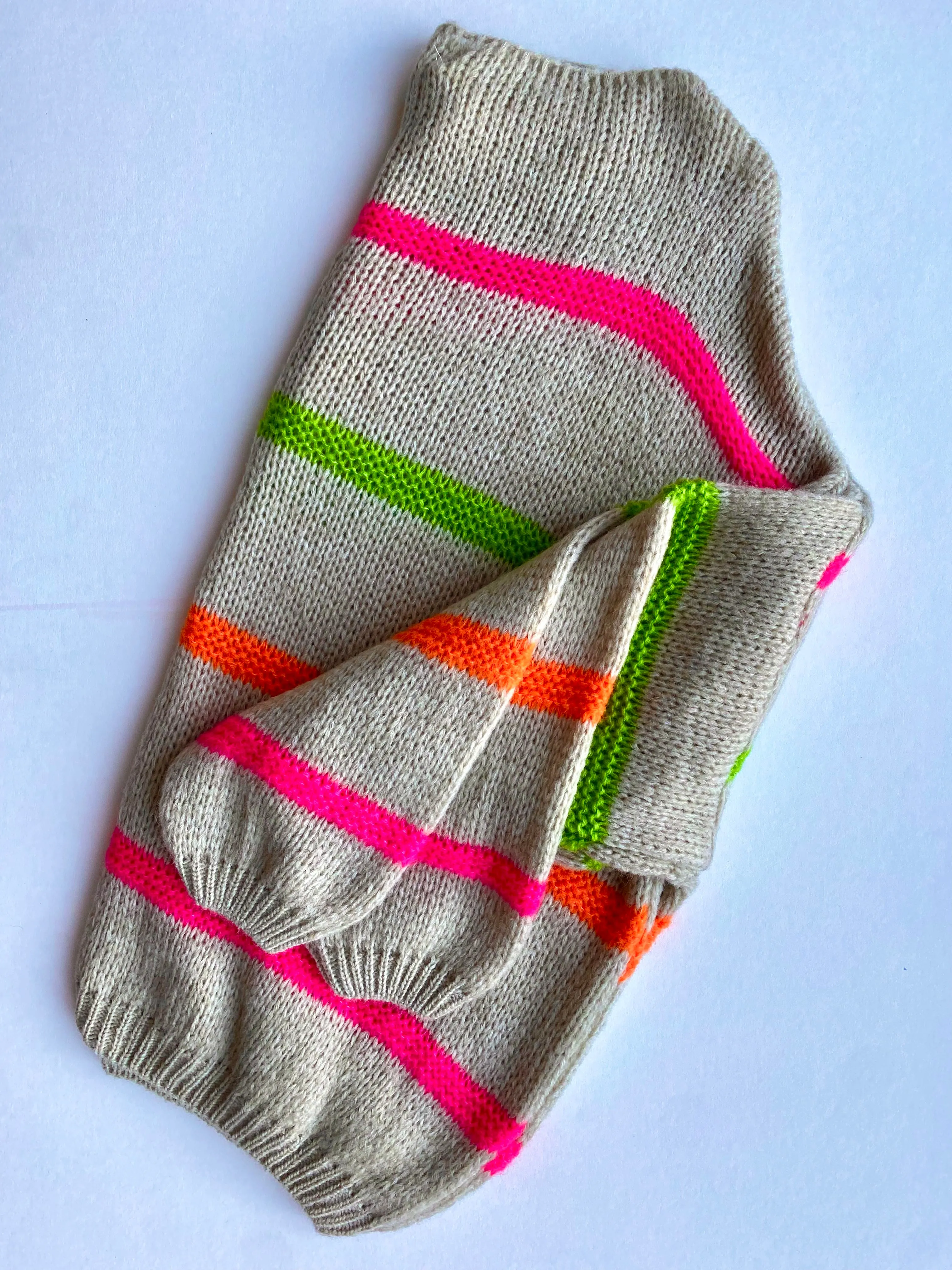 Neon Stripe Jumper - Taupe loo