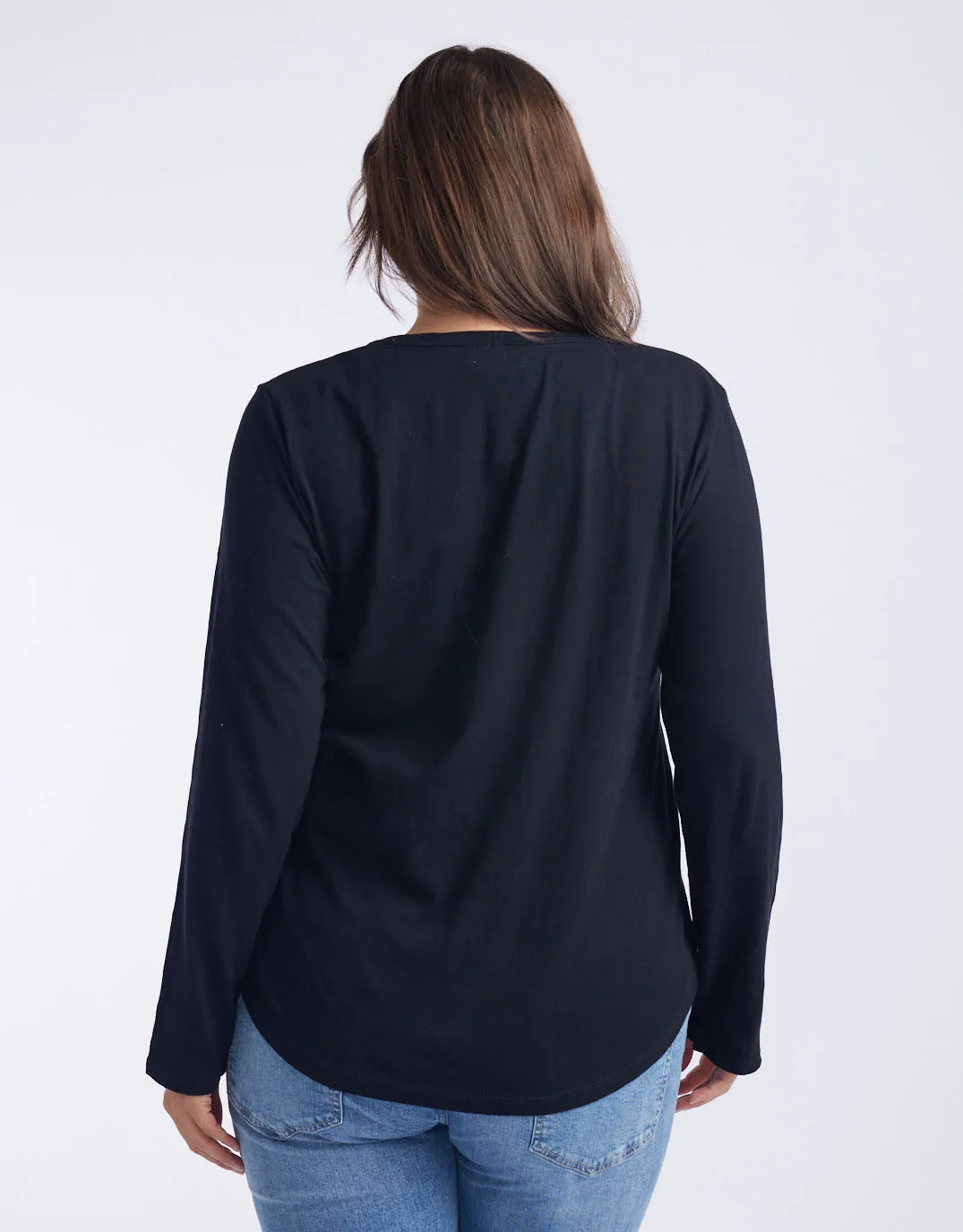 Original Round Neck Long Sleeve T-Shirt - Black