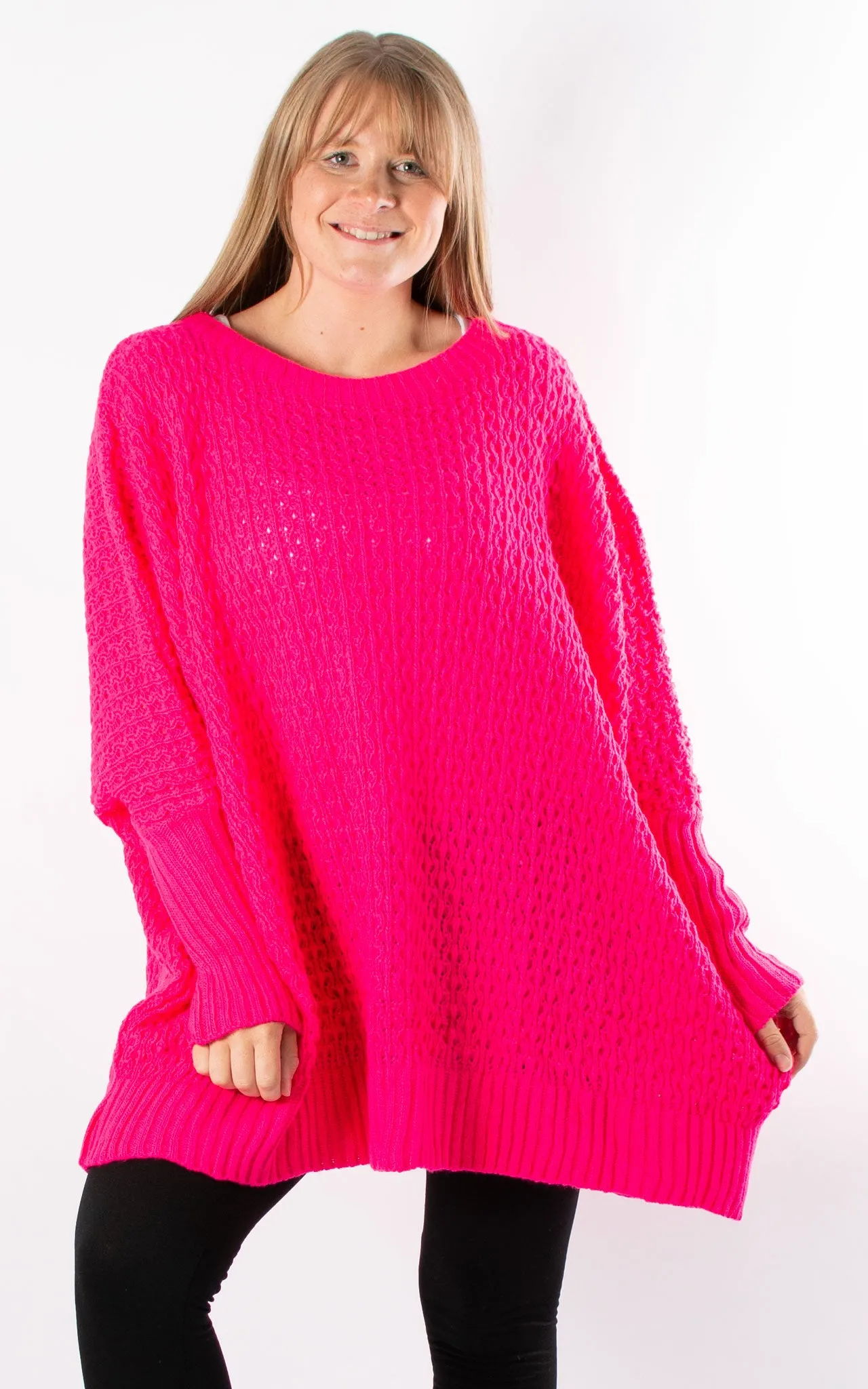 Oversized Chunky Knit Jumper | Hot Pink