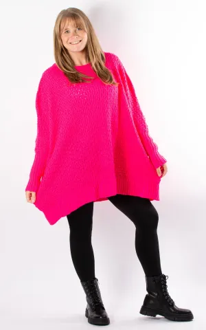 Oversized Chunky Knit Jumper | Hot Pink