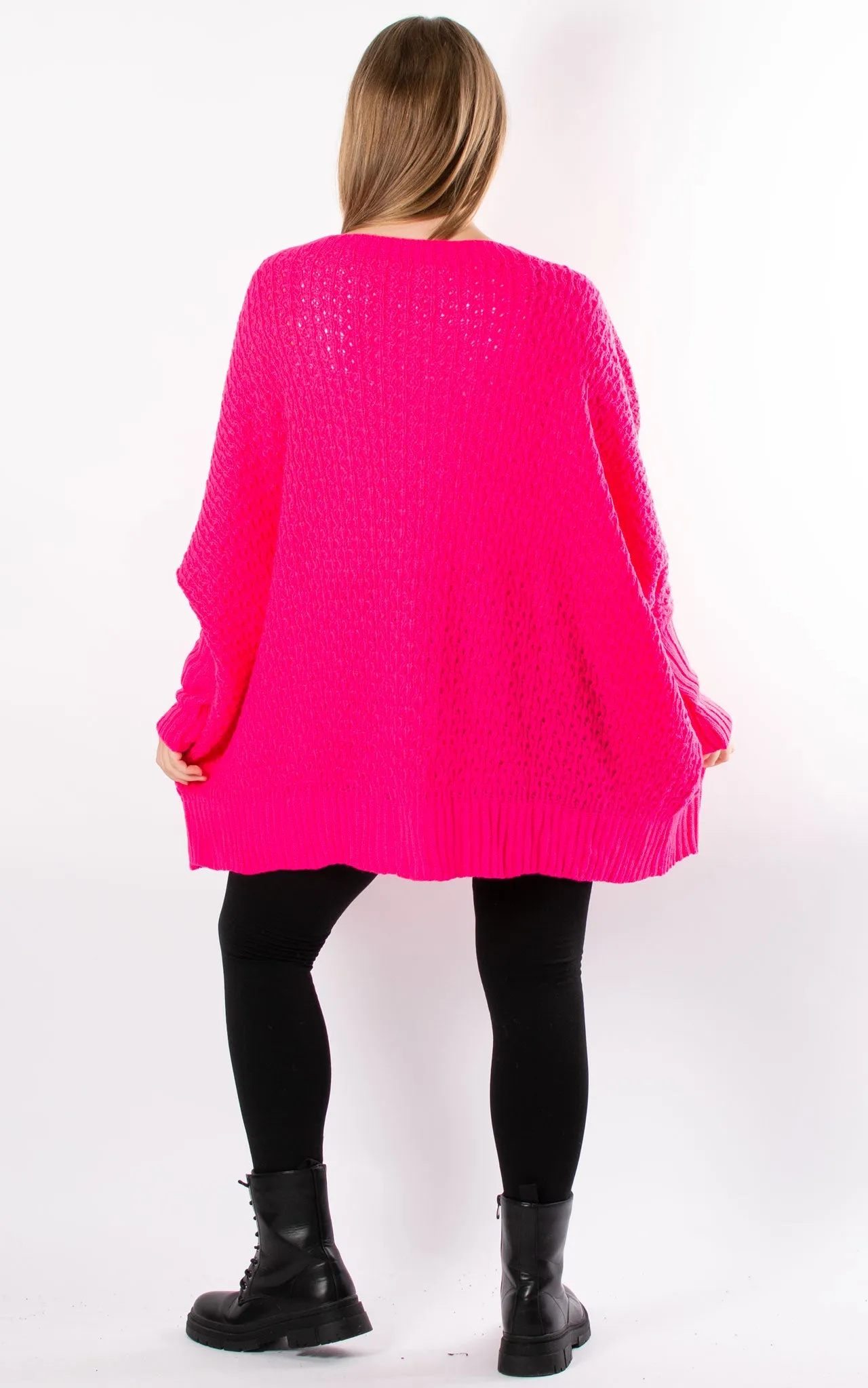 Oversized Chunky Knit Jumper | Hot Pink