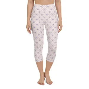 Pink Patterned Women's Capri Yoga Pants