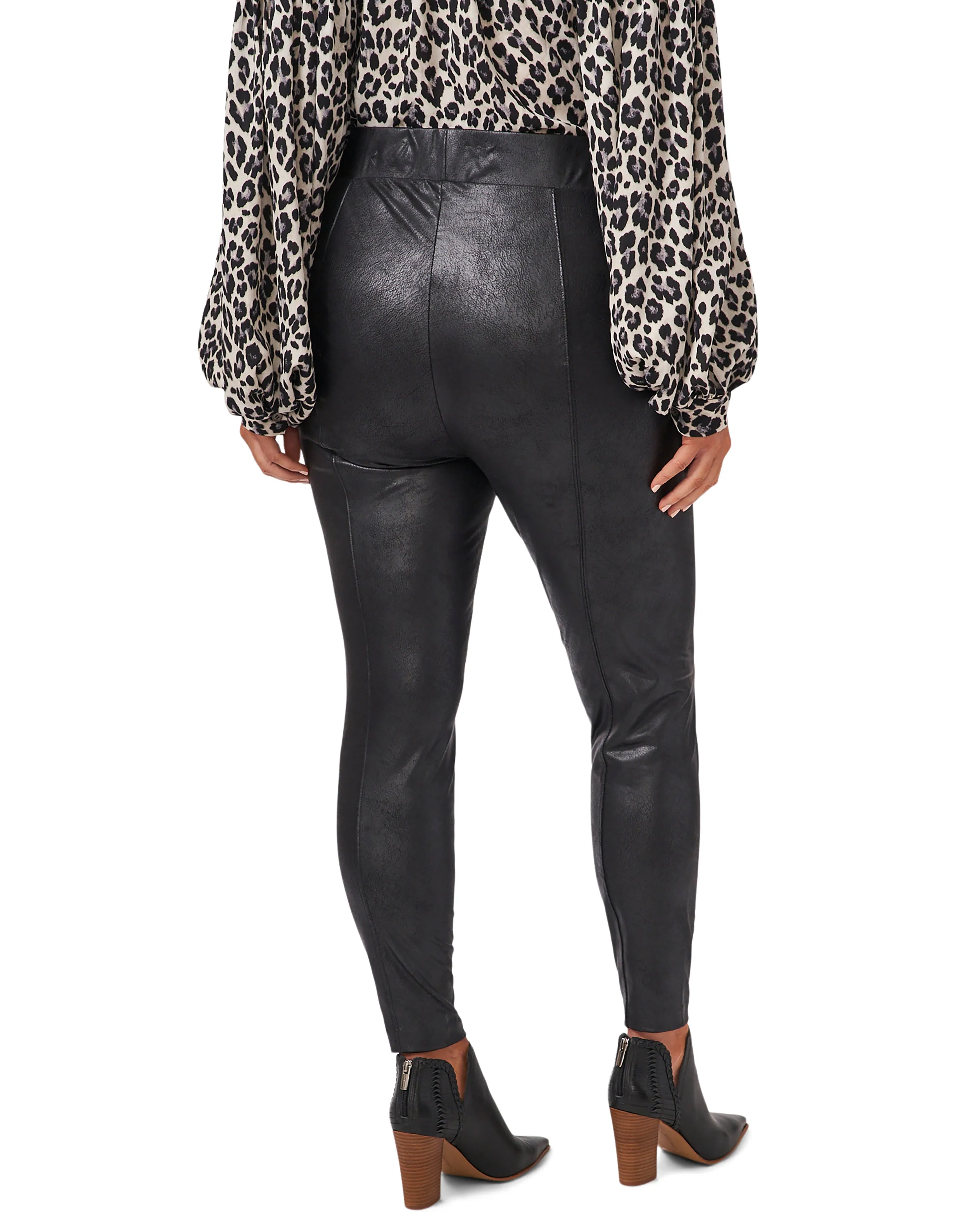 Plus-Size Faux Leather Ponte Leggings