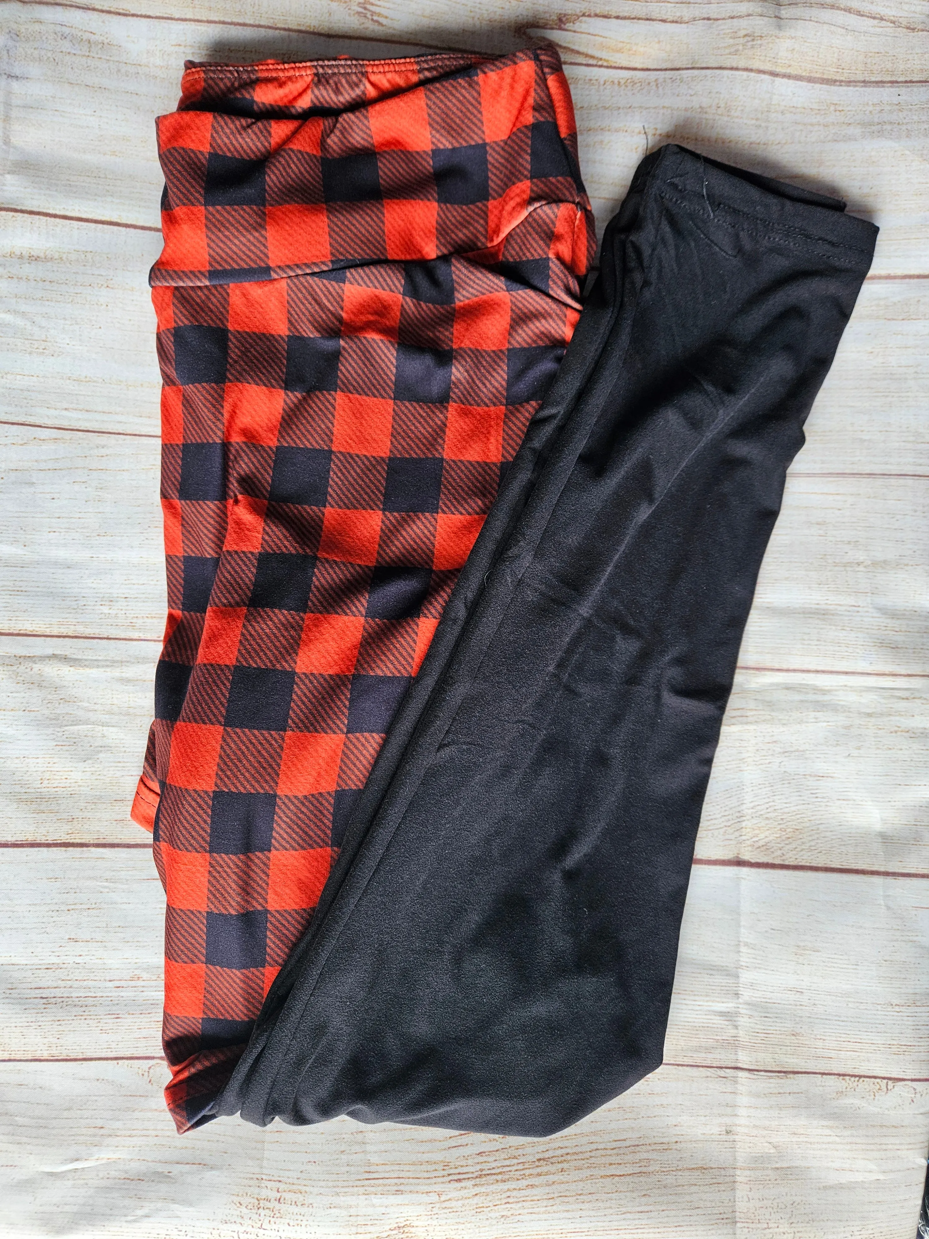 Red Buffalo Plaid & Black Skirted Leggings