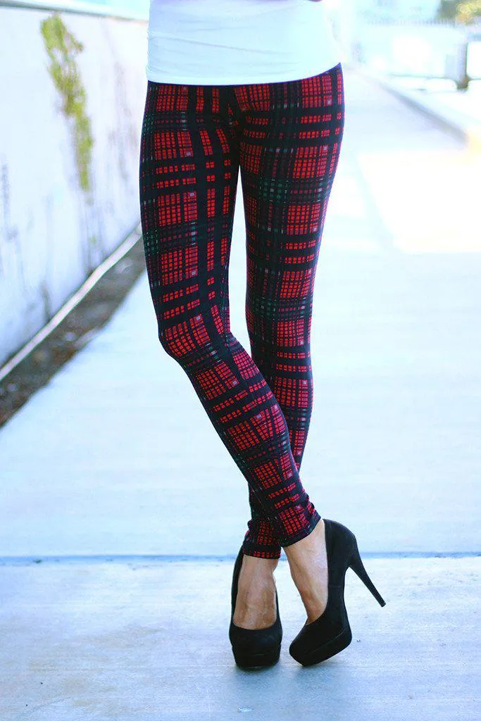 Red Plaid Leggings