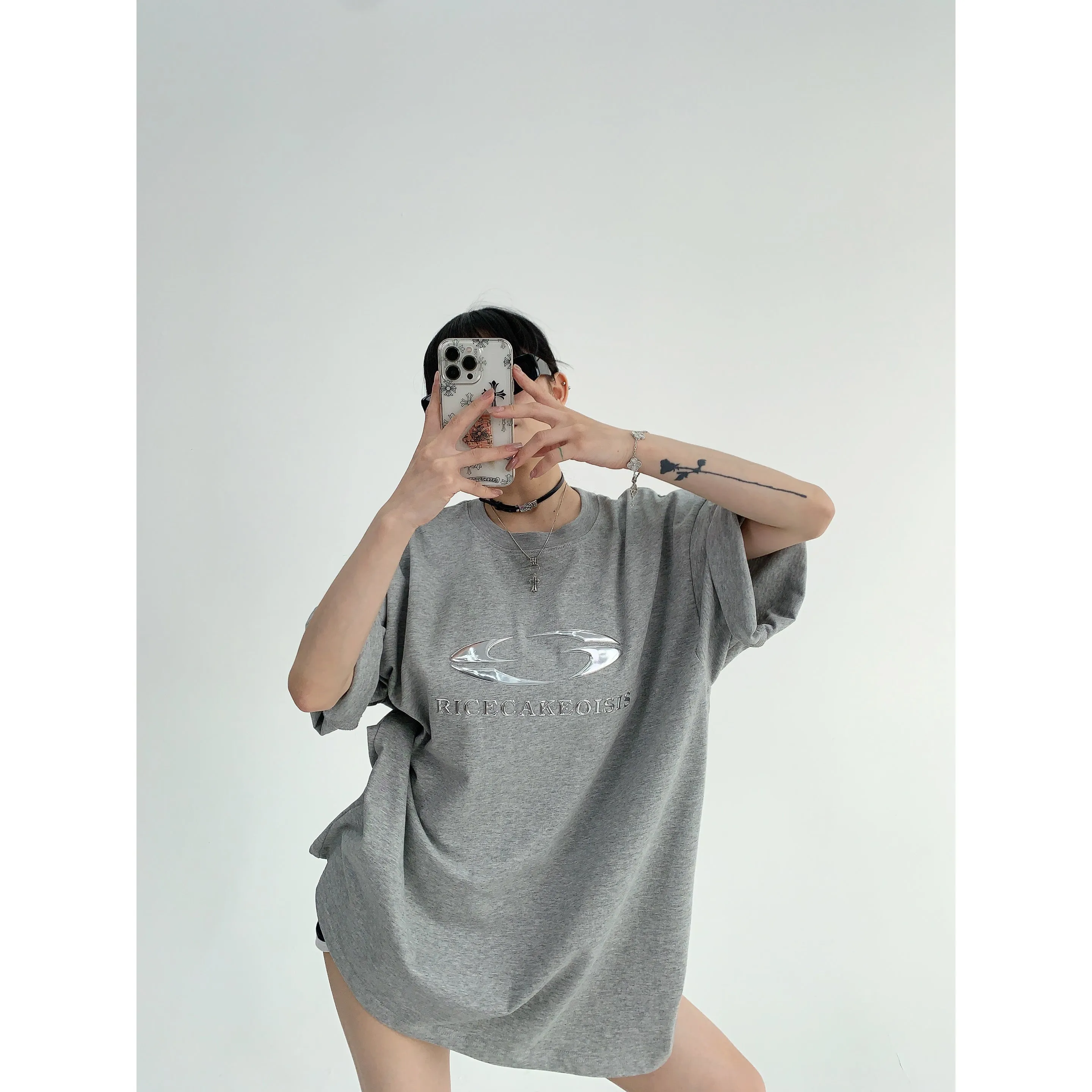 Silver Logo Oversized short-sleeve T-shirt