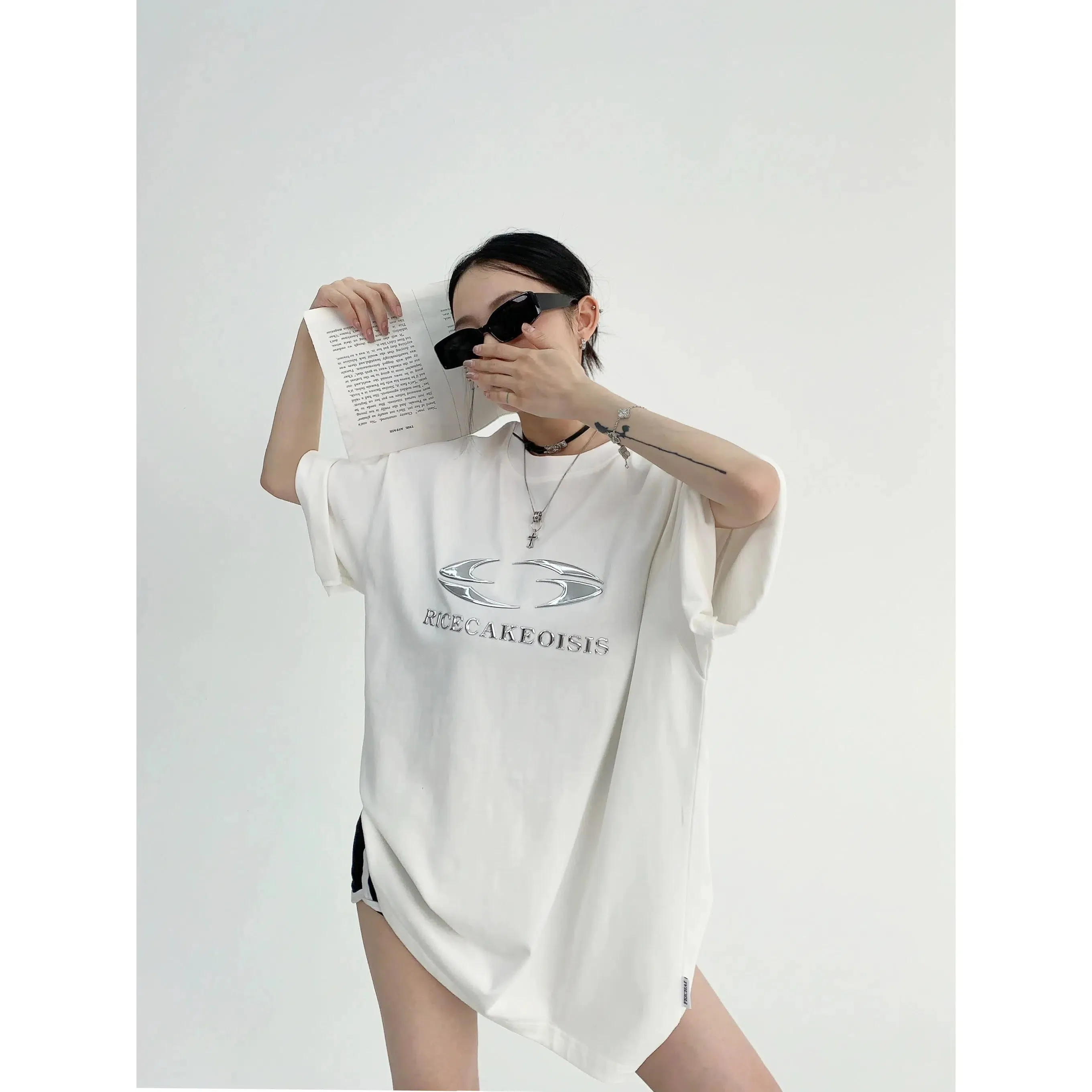 Silver Logo Oversized short-sleeve T-shirt