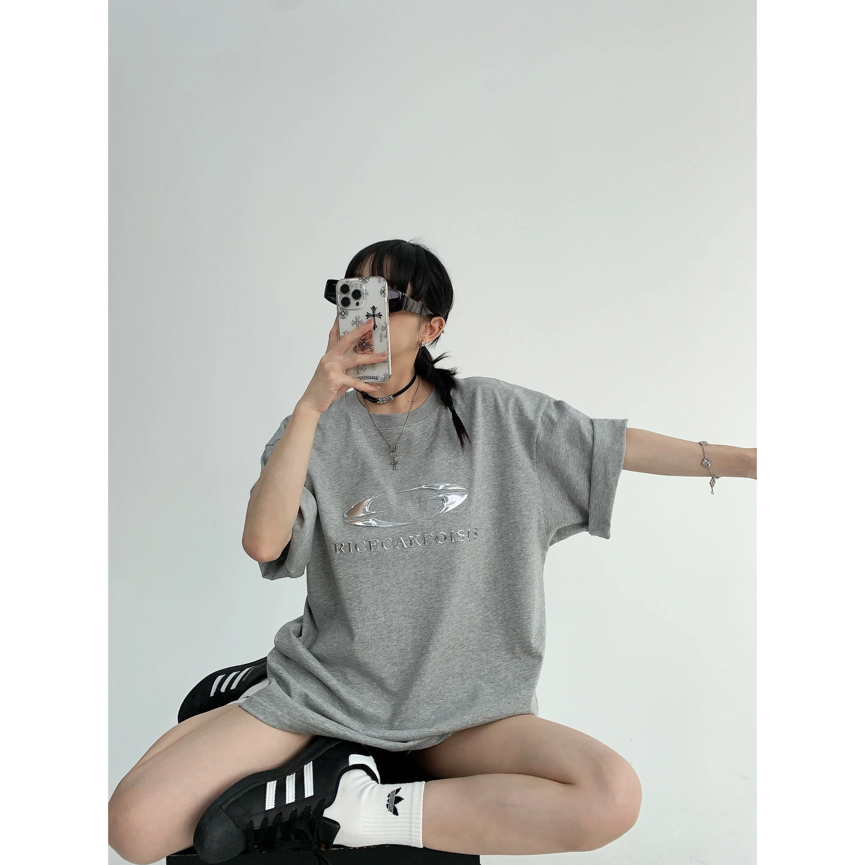 Silver Logo Oversized short-sleeve T-shirt