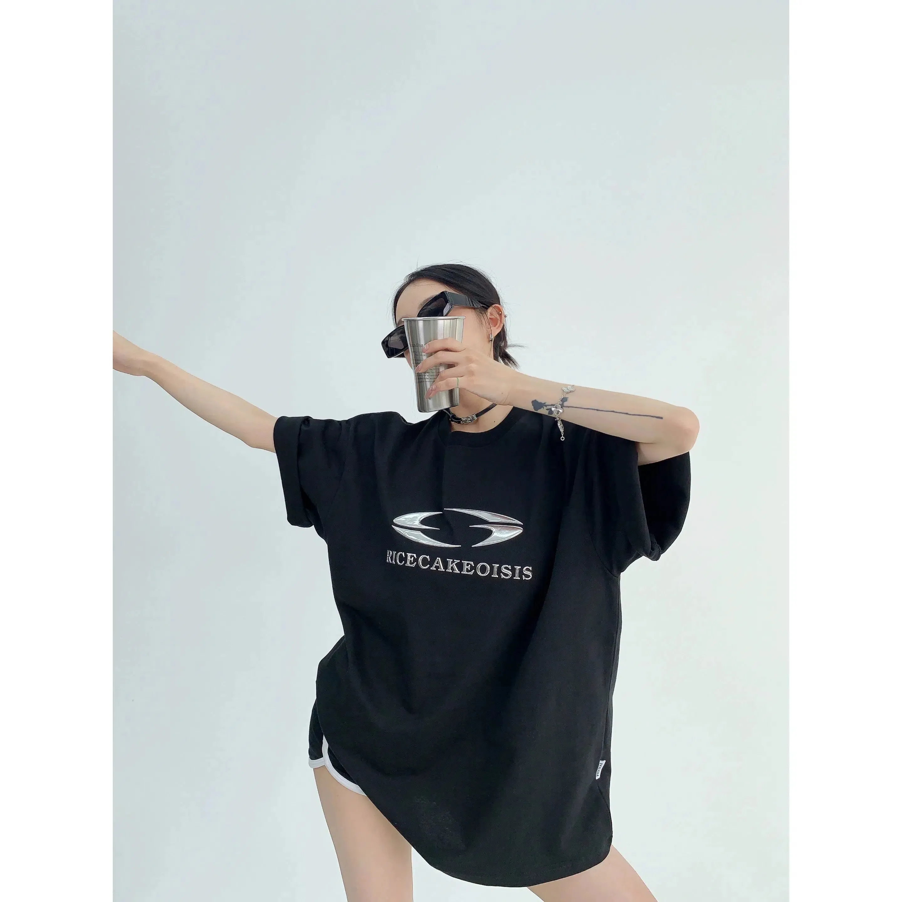 Silver Logo Oversized short-sleeve T-shirt