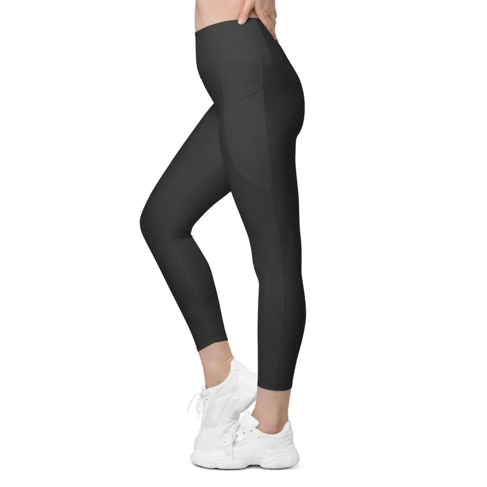 Solid Charcoal Grey Leggings with Pockets