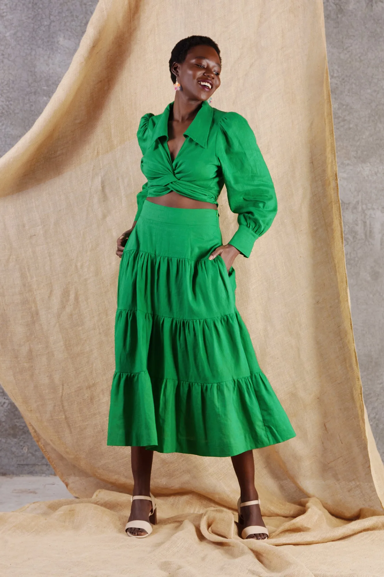 Splash Maxi Skirt Green - Final Sale