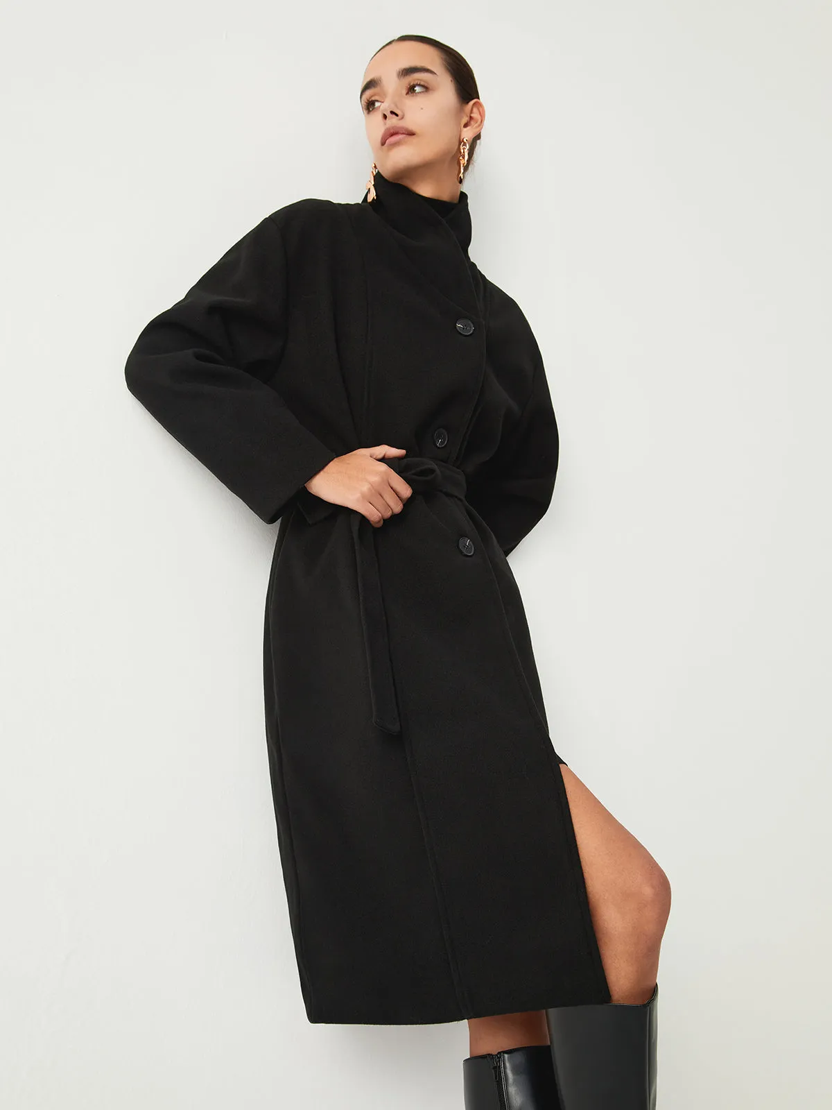 Stand Collar Graceful Longline Trench Coat