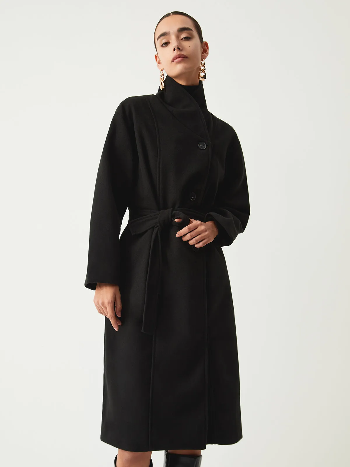 Stand Collar Graceful Longline Trench Coat