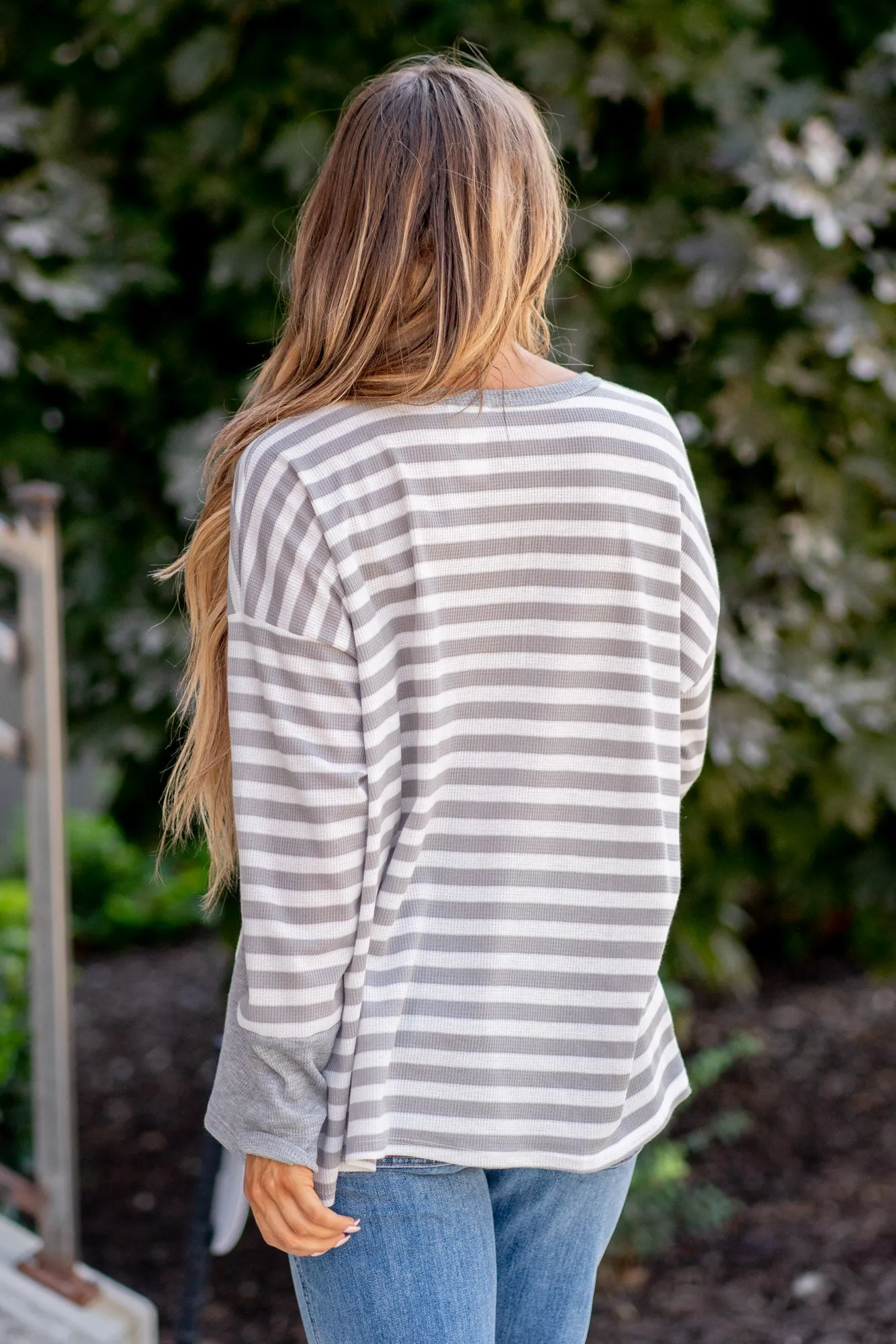 Striped Thumbhole Long Sleeve Top