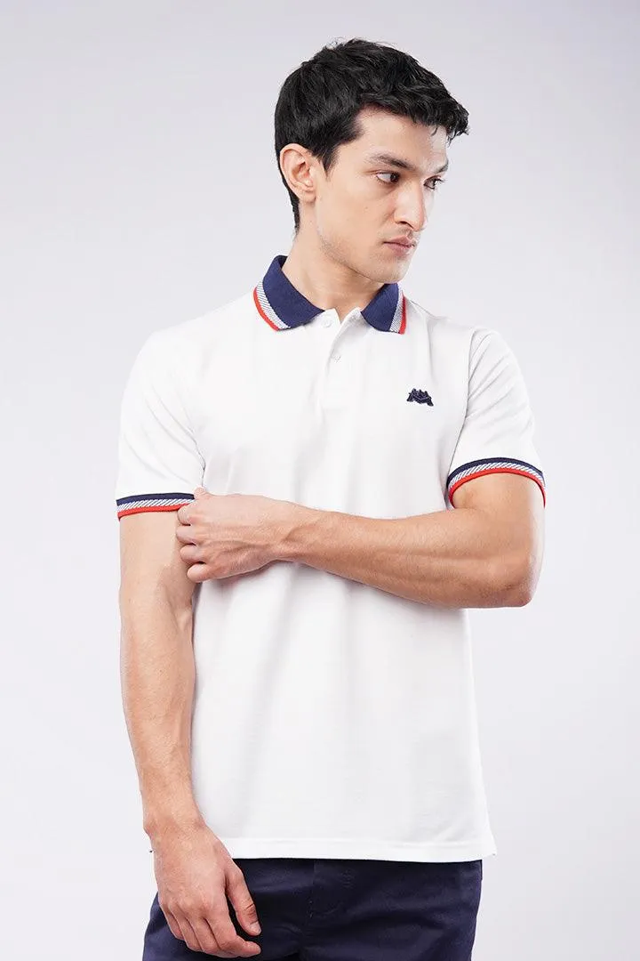 Tipping Collar Polo Shirt - White