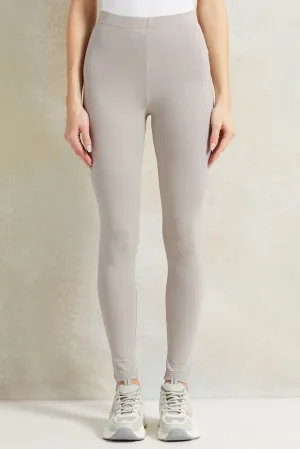 Women Grey Leggings Set (Pack Of 2)