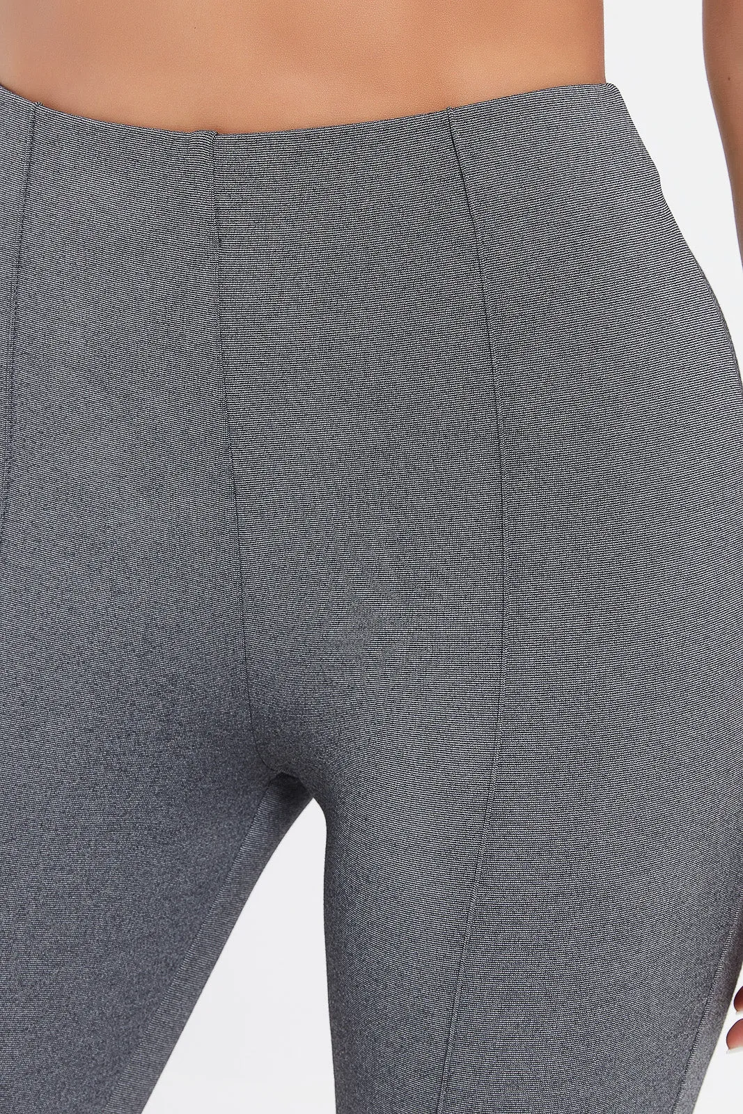 Women Grey Ponte Leggings With Front Pleat