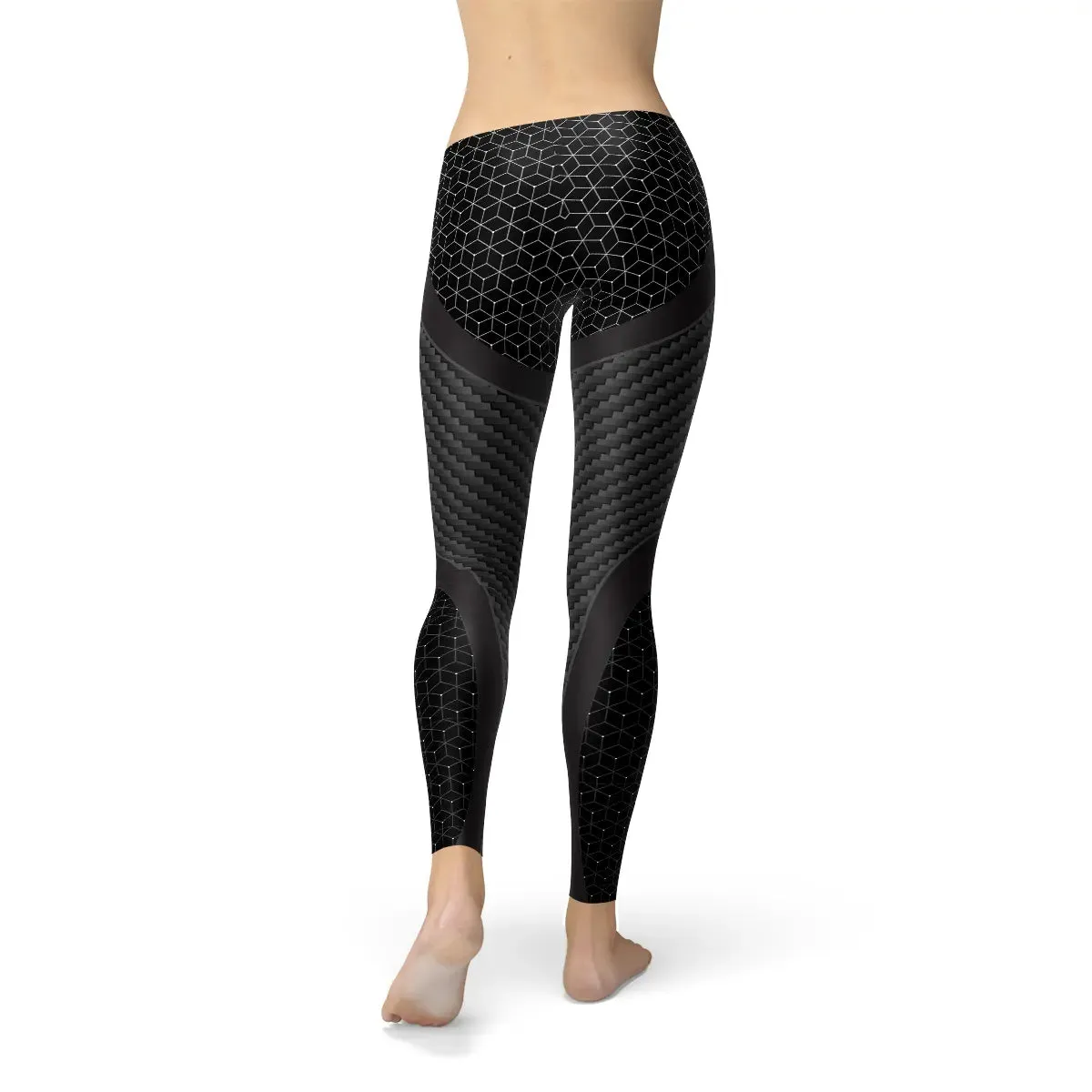 Women's Carbon Fiber Sports Leggings - Moisture-Wicking, Four-Way Stretch Leggings