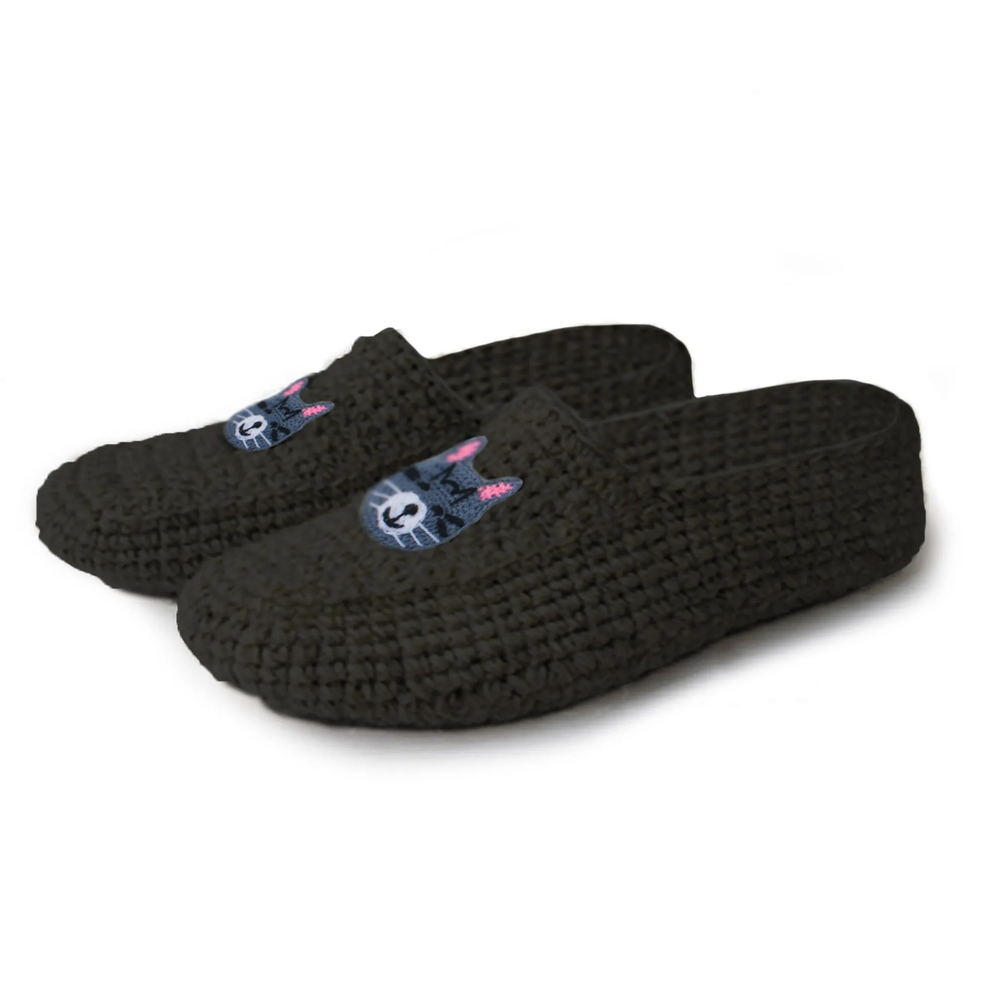 Women's Cozy Wool Slipper Socks Black Cat