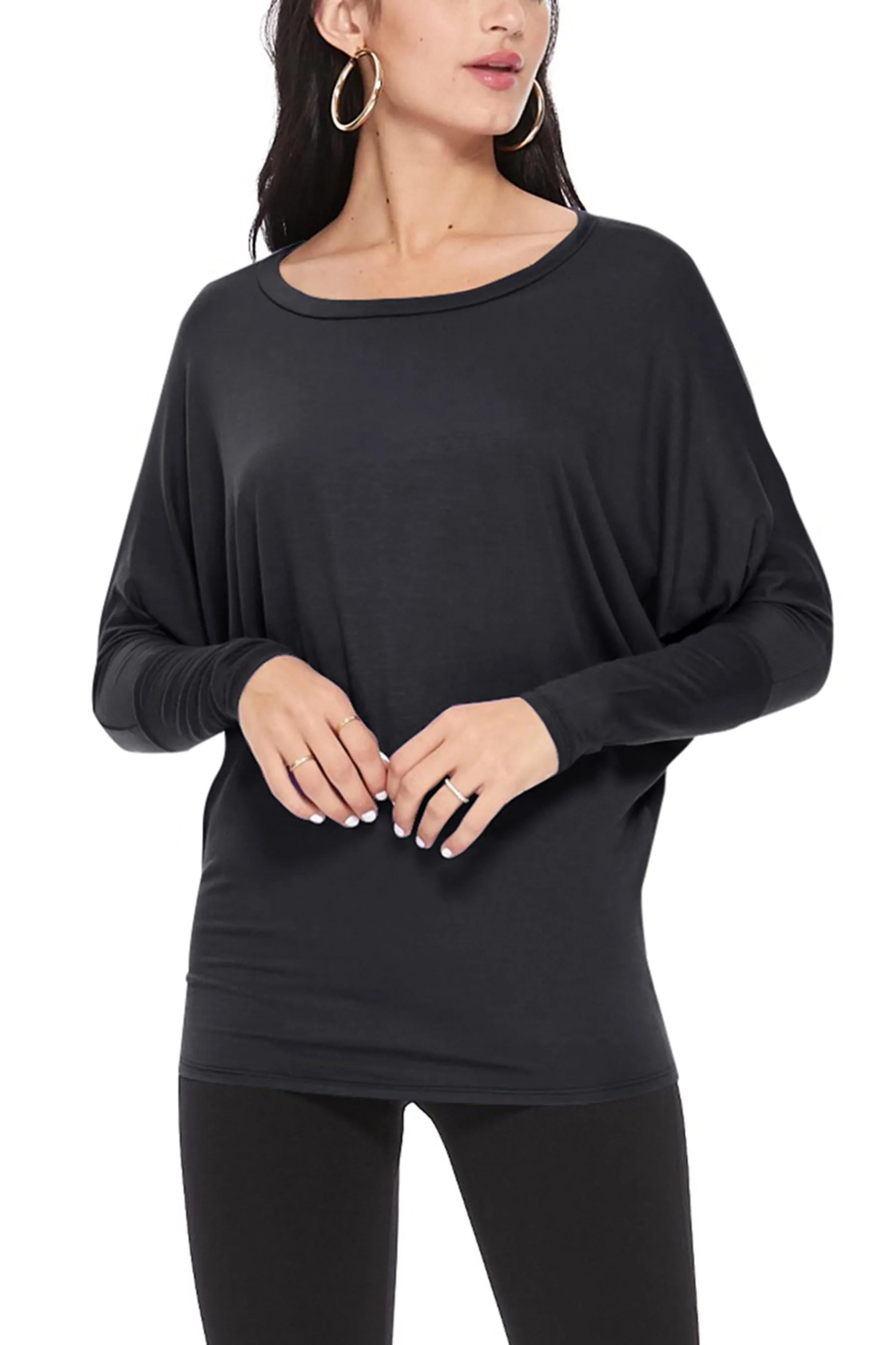 Women's Essential Dolman Sleeve Boat Neck Top (S-3XL)