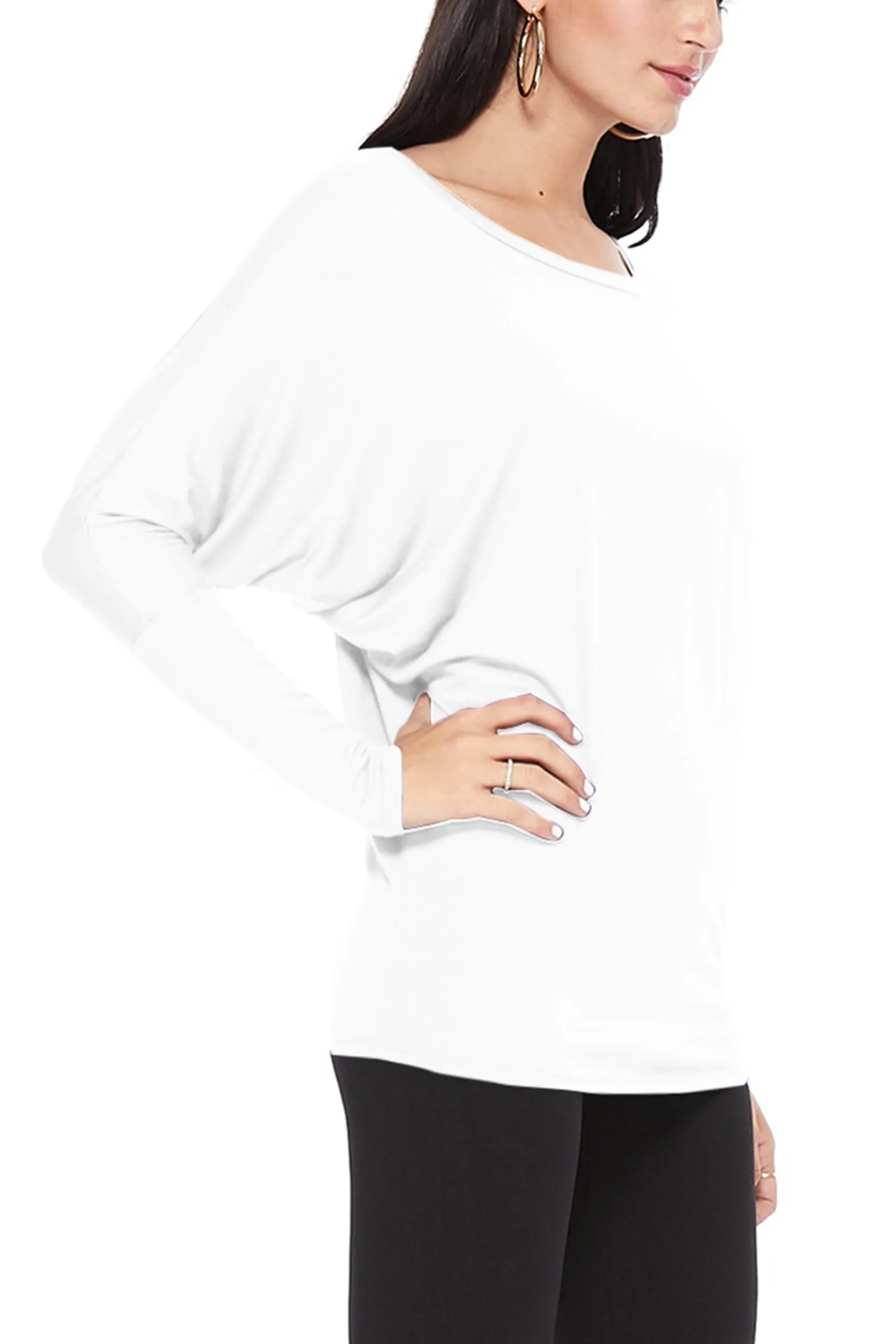 Women's Essential Dolman Sleeve Boat Neck Top (S-3XL)