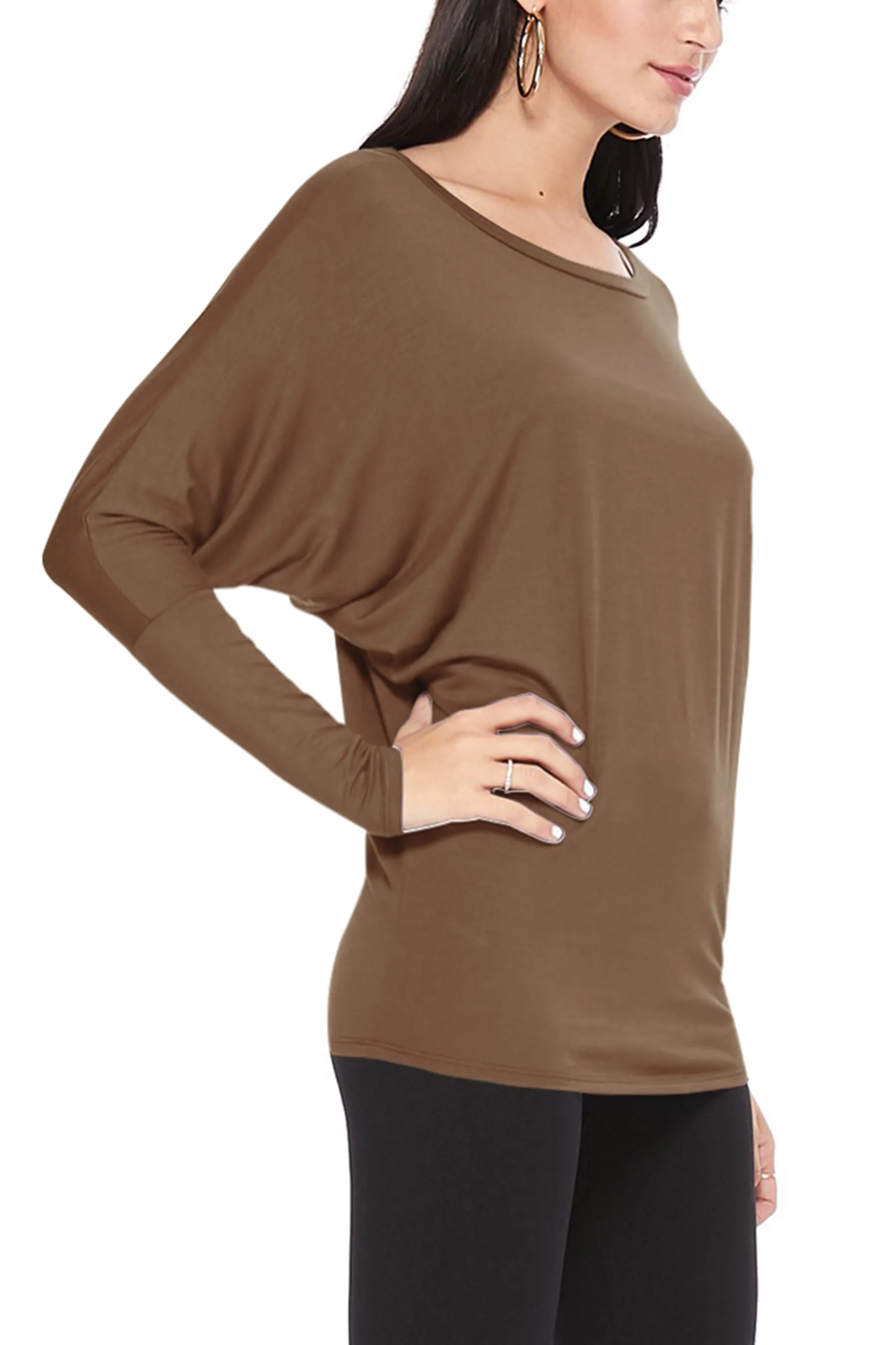 Women's Essential Dolman Sleeve Boat Neck Top (S-3XL)