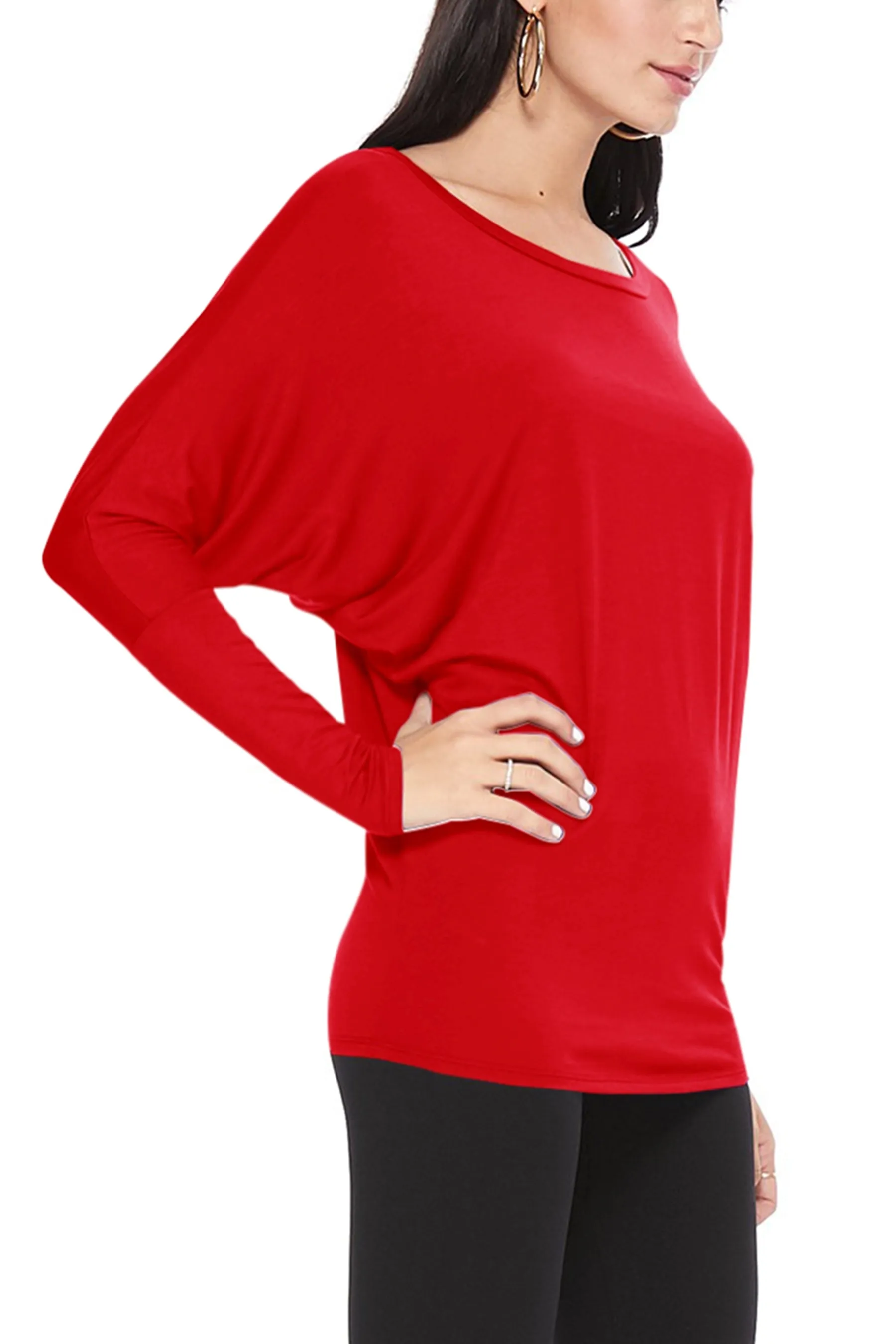 Women's Essential Dolman Sleeve Boat Neck Top (S-3XL)