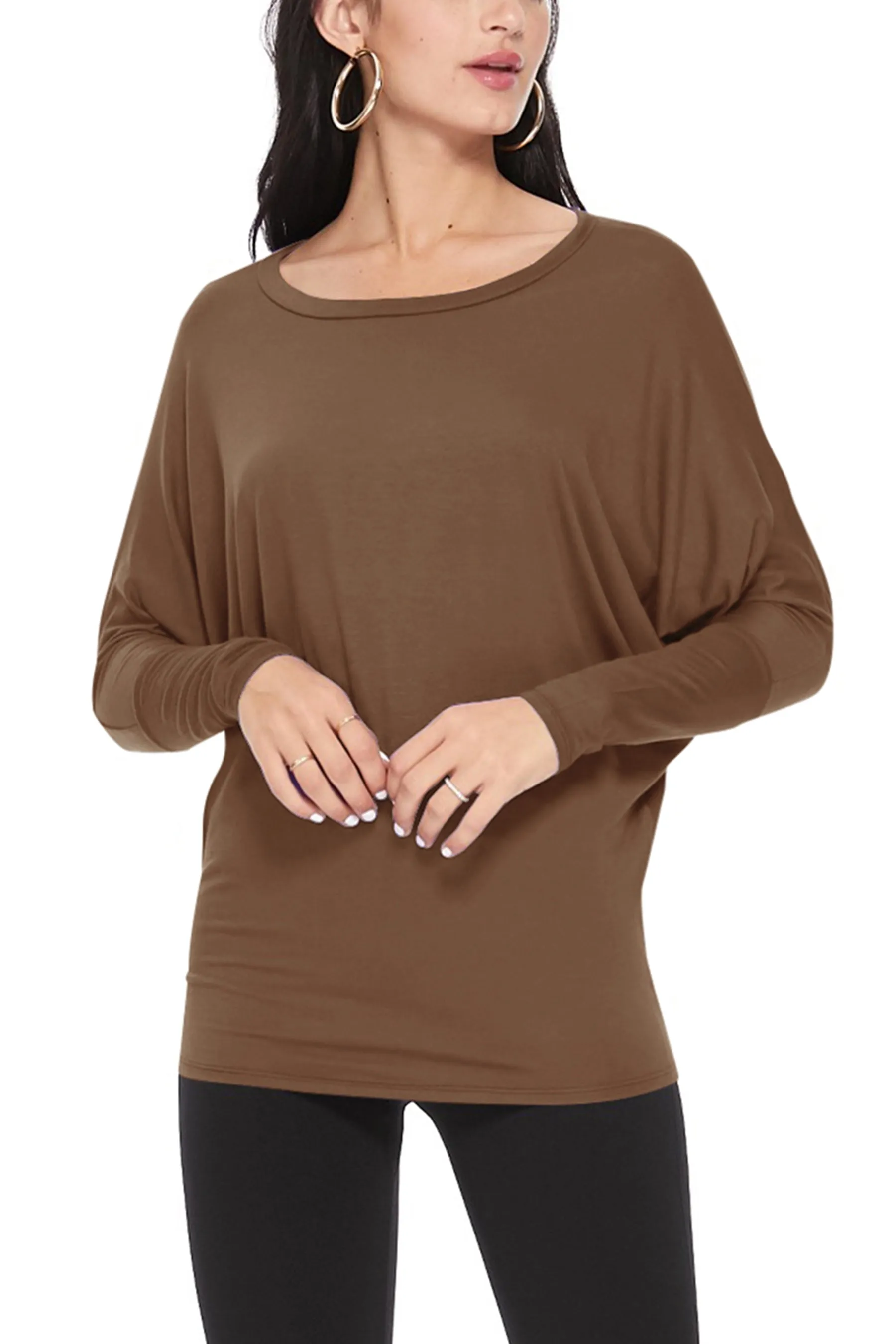 Women's Essential Dolman Sleeve Boat Neck Top (S-3XL)