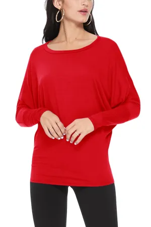 Women's Essential Dolman Sleeve Boat Neck Top (S-3XL)