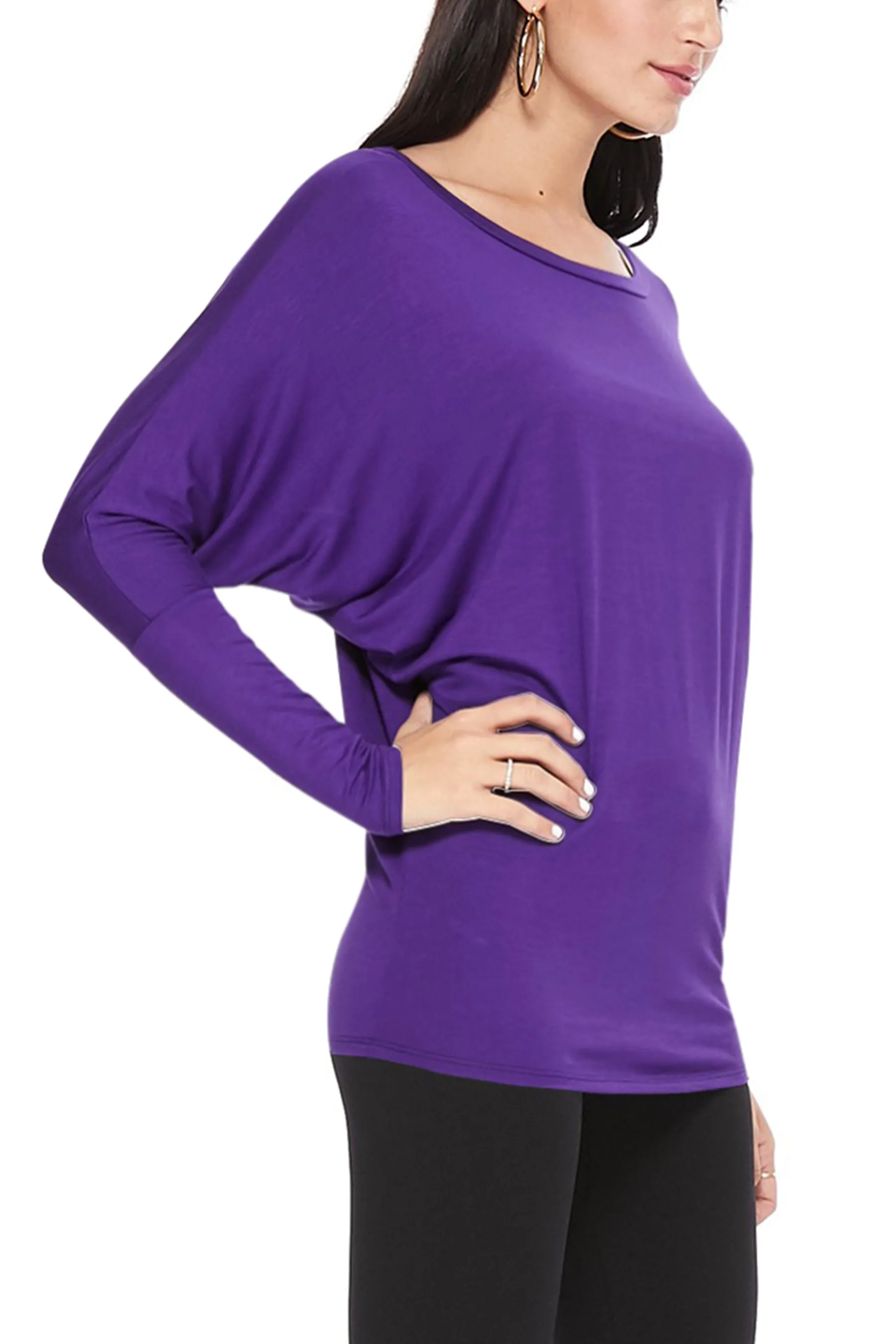 Women's Essential Dolman Sleeve Boat Neck Top (S-3XL)