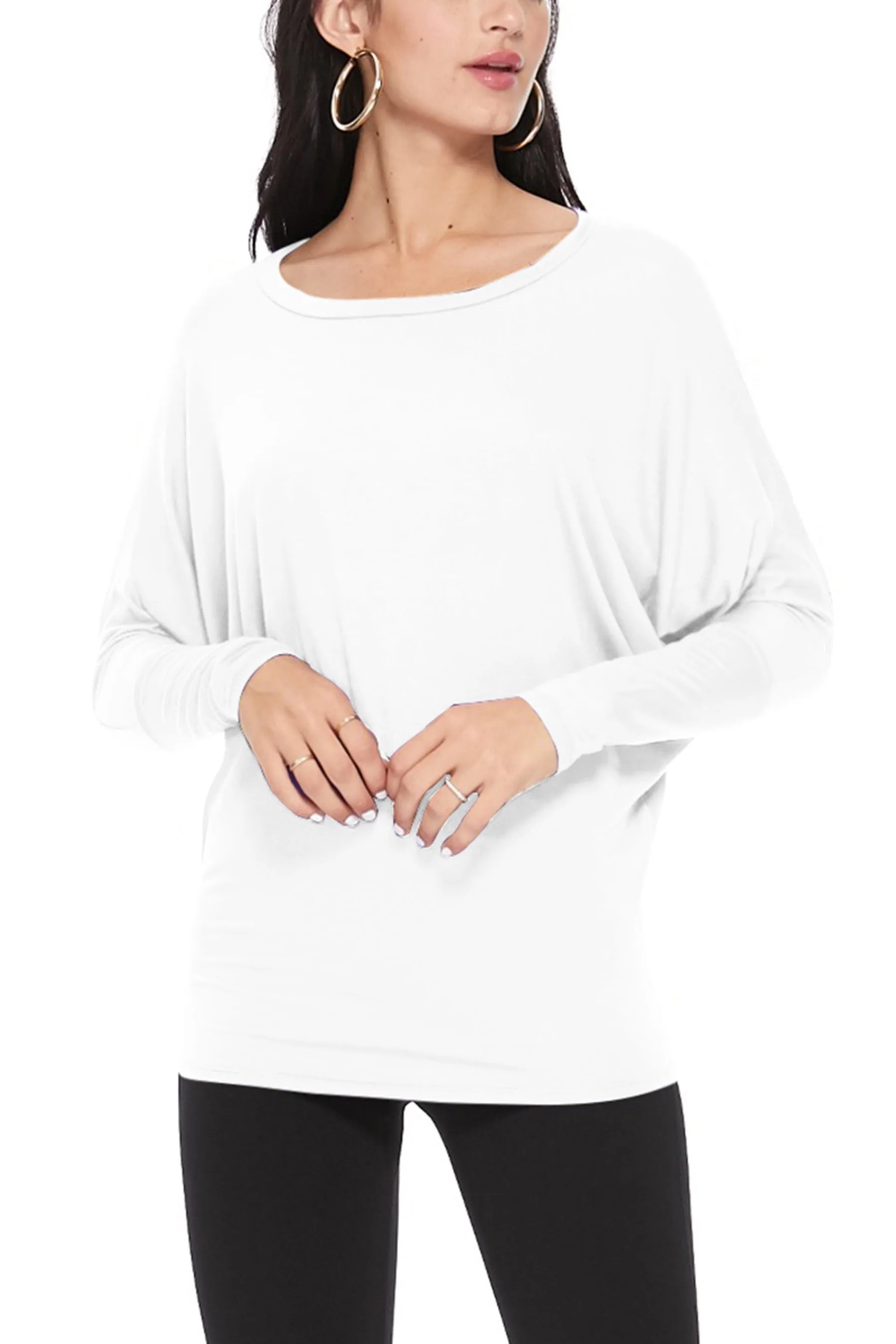 Women's Essential Dolman Sleeve Boat Neck Top (S-3XL)