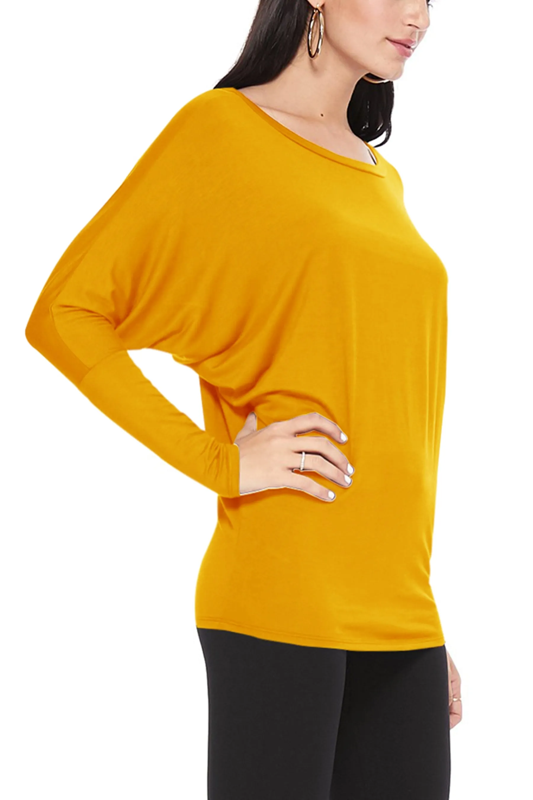 Women's Essential Dolman Sleeve Boat Neck Top (S-3XL)