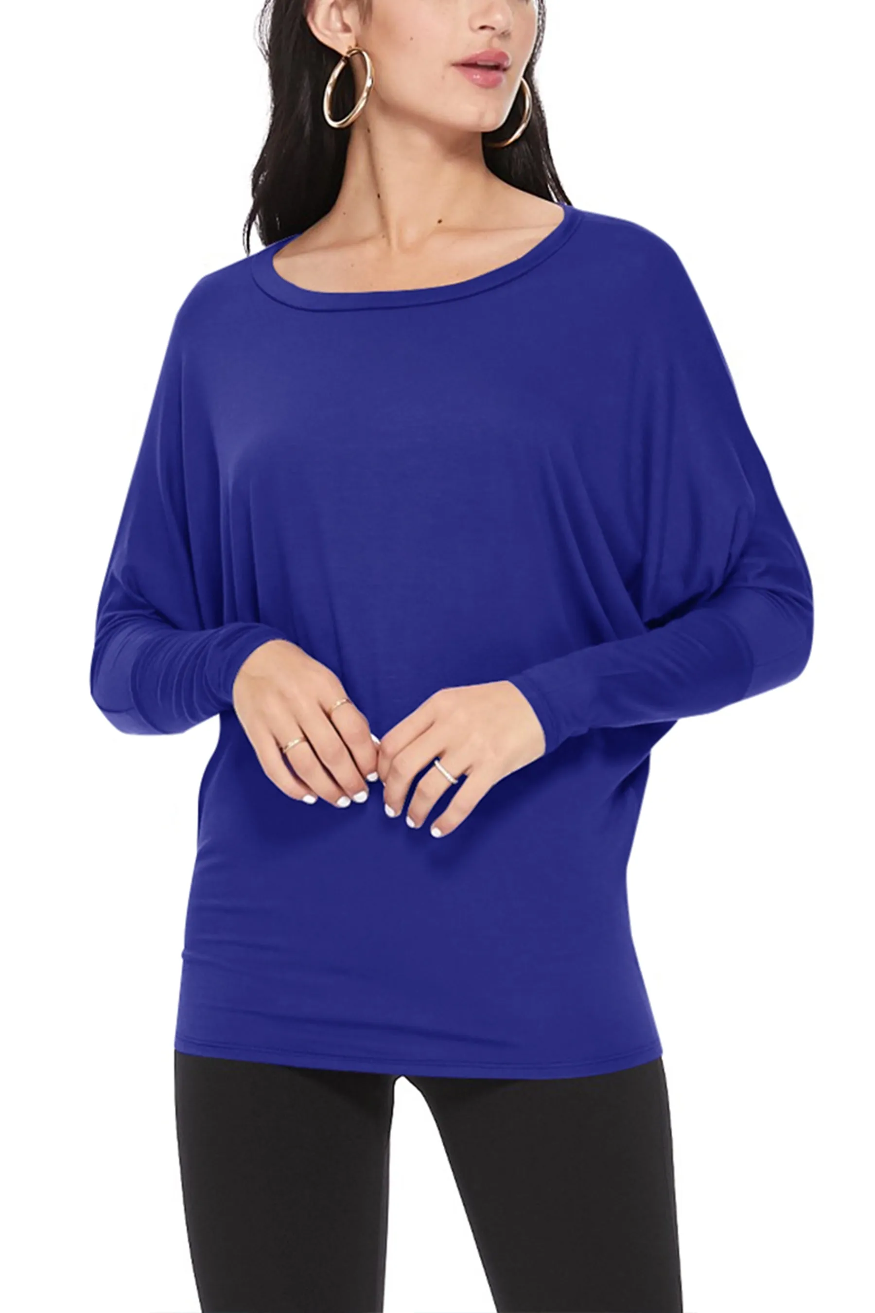 Women's Essential Dolman Sleeve Boat Neck Top (S-3XL)