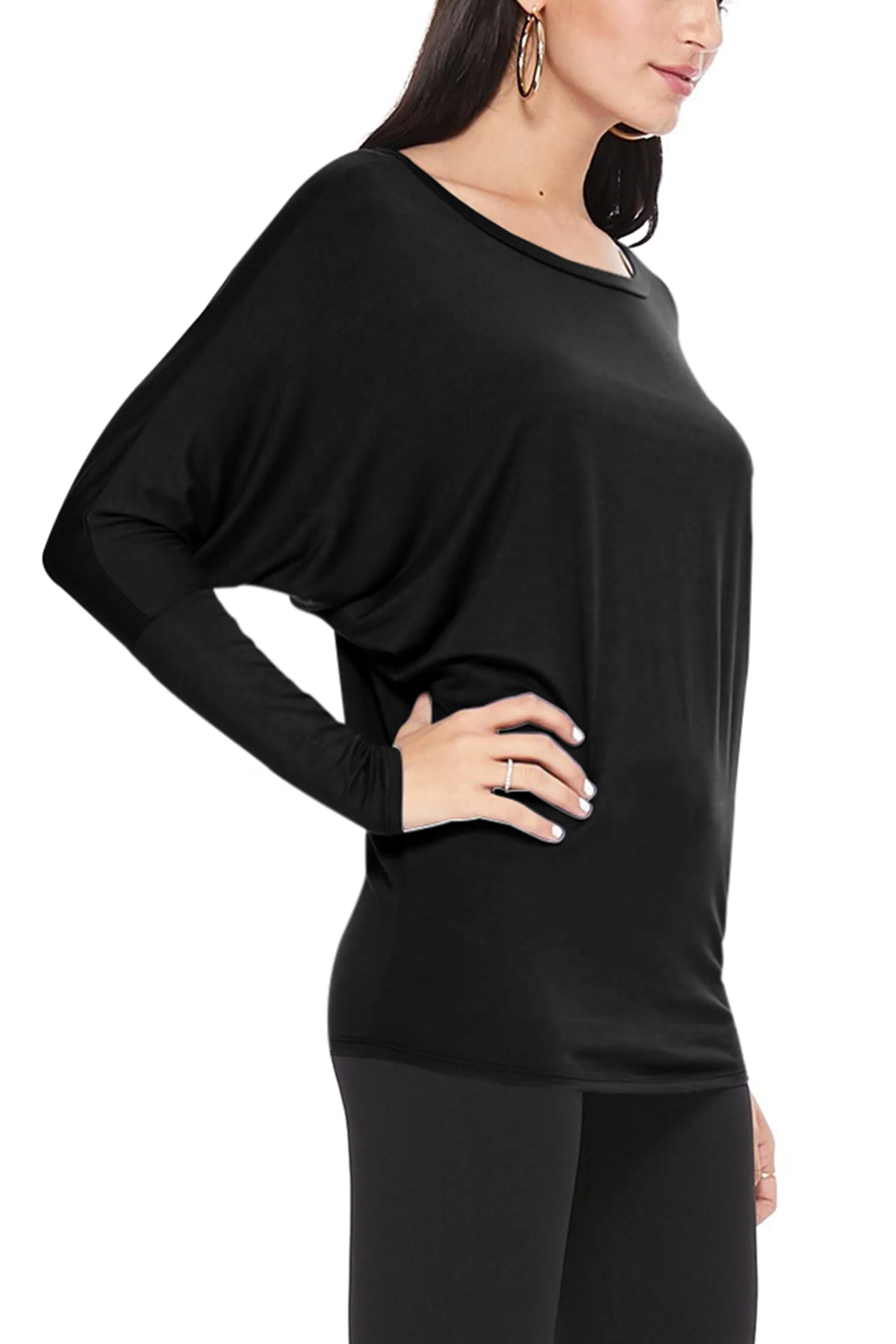 Women's Essential Dolman Sleeve Boat Neck Top (S-3XL)