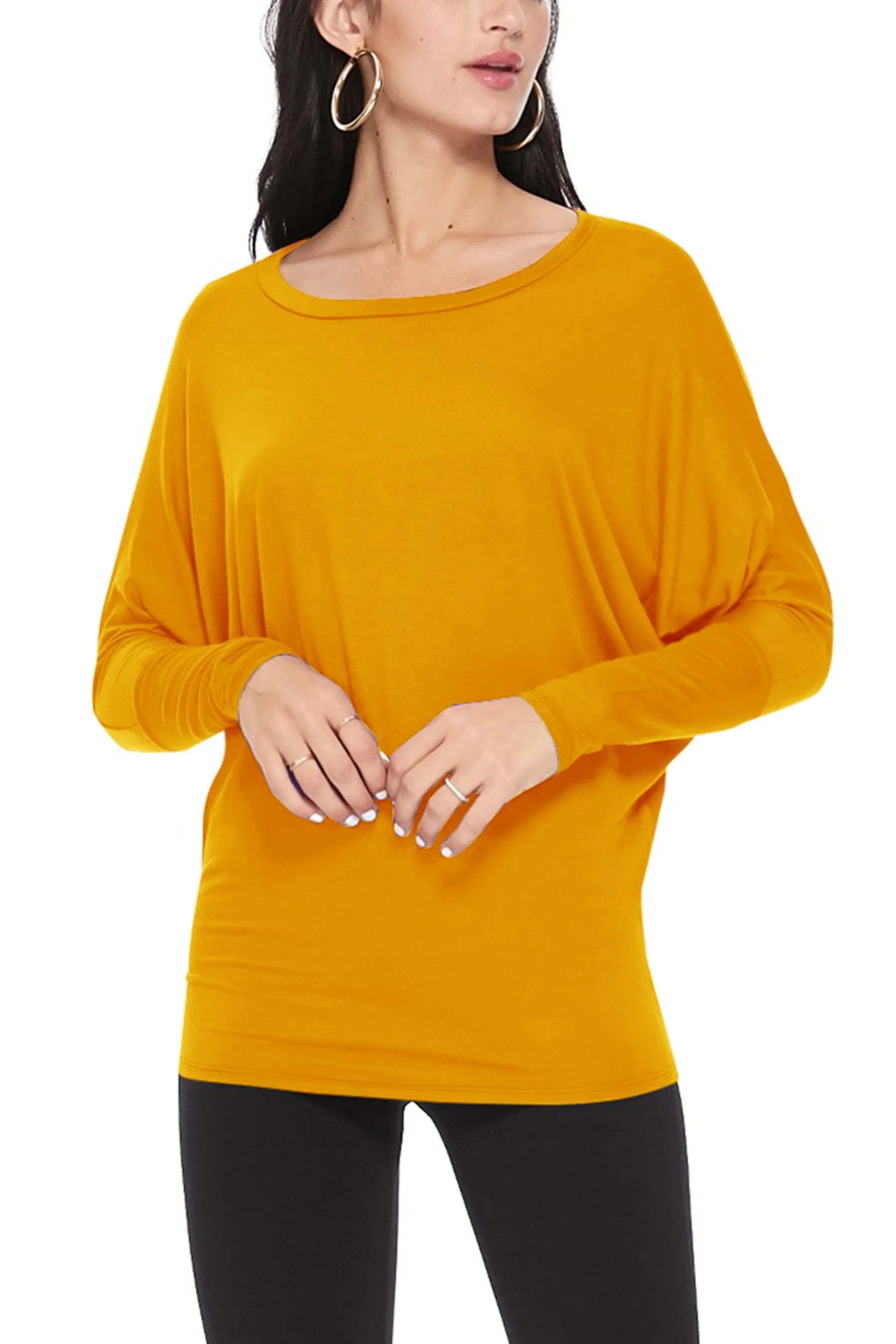 Women's Essential Dolman Sleeve Boat Neck Top (S-3XL)