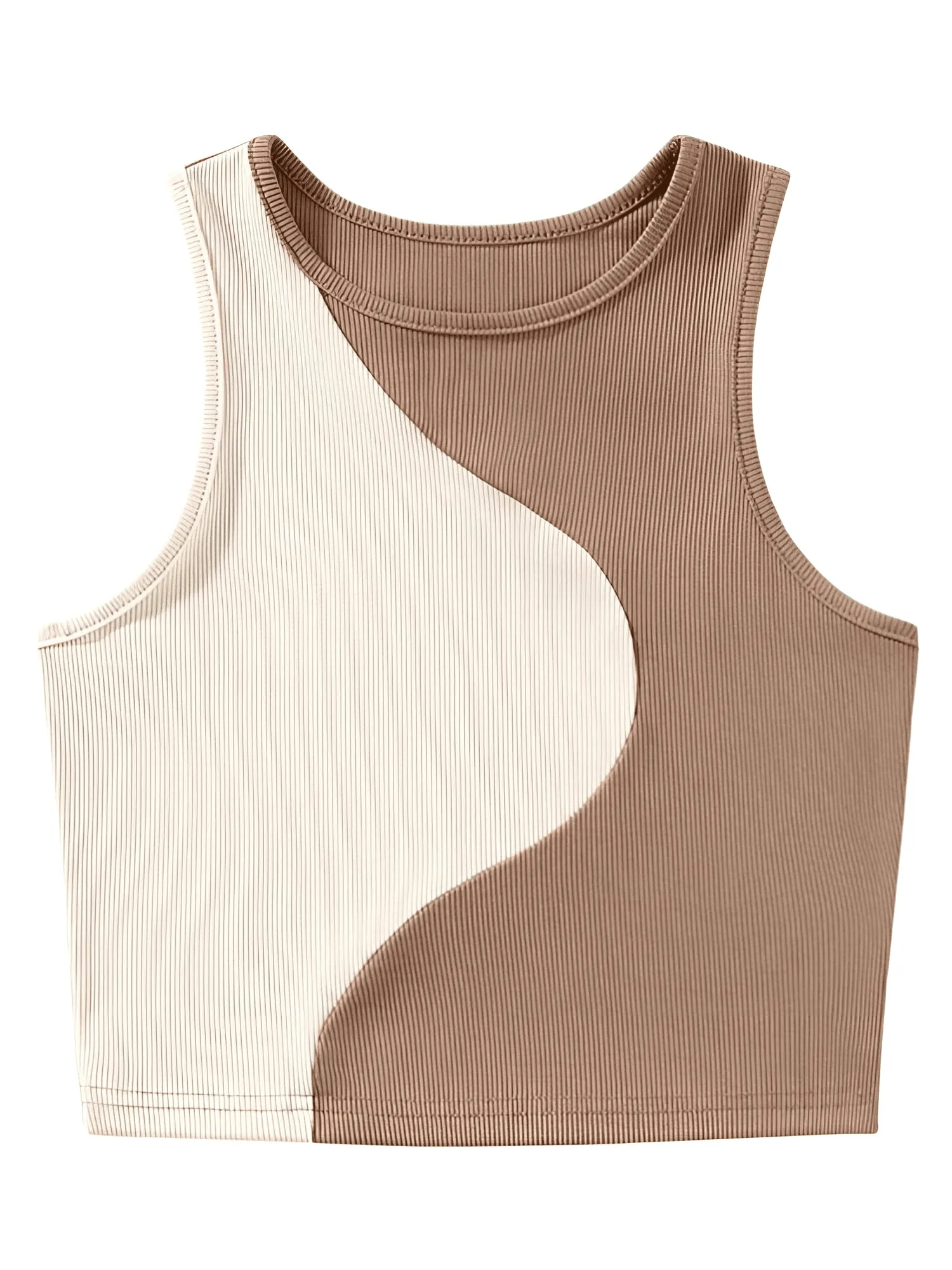 Women's Ribbed Knit Color Block Tank Top