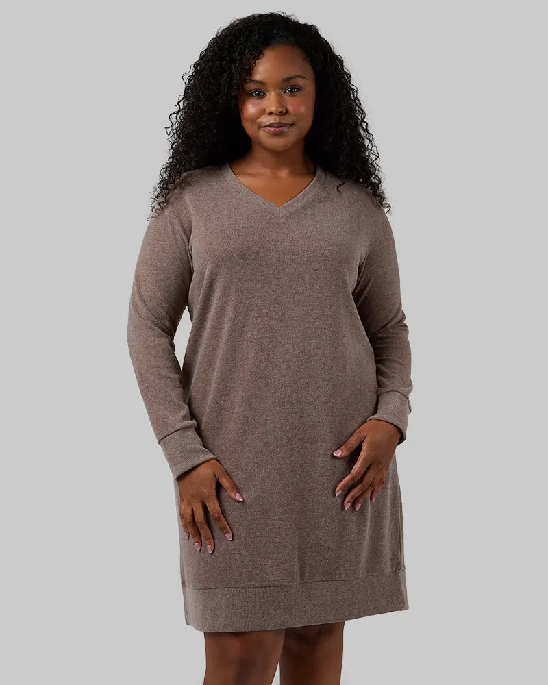 WOMEN'S SOFT SWEATER KNIT VNECK DRESS